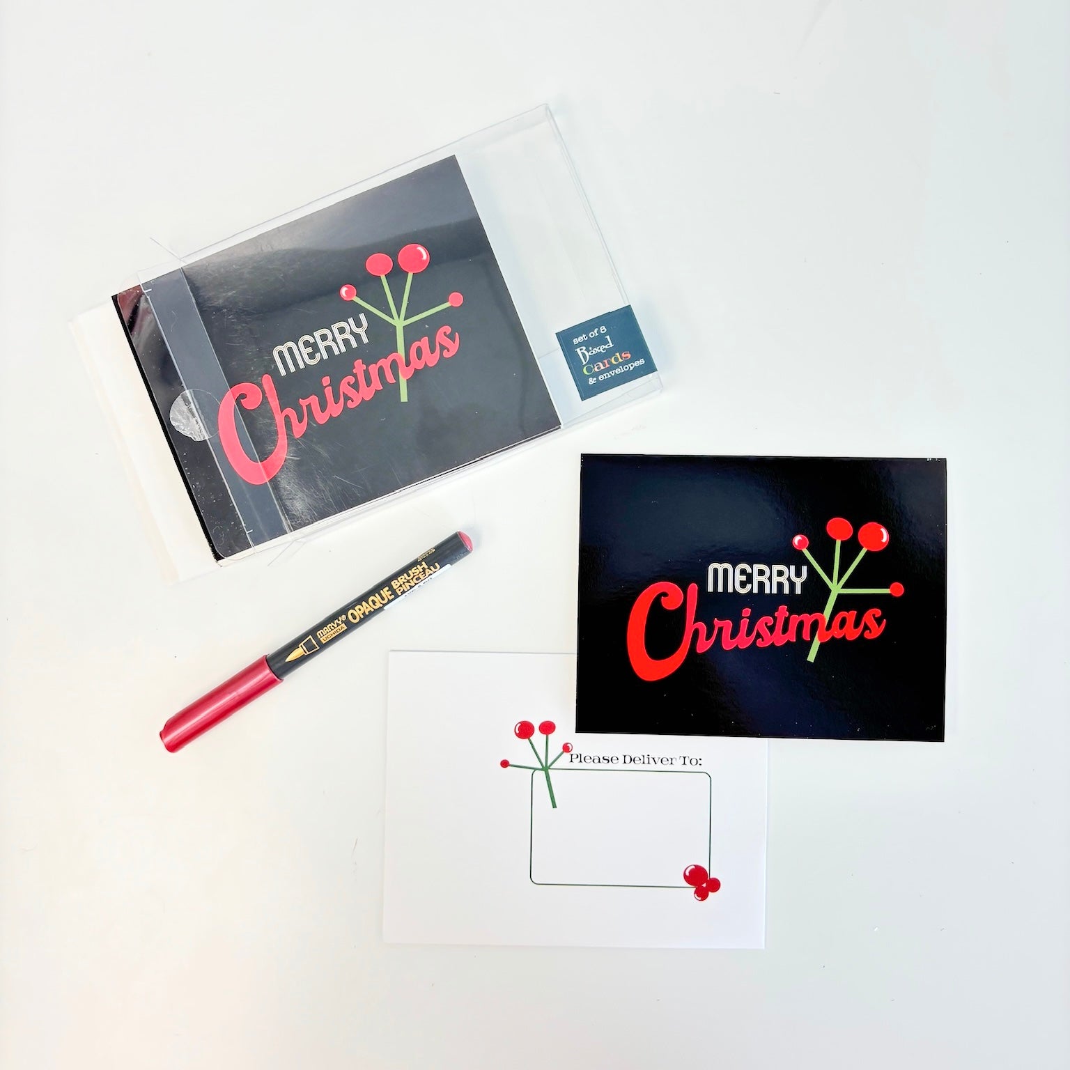 Merry Mistletoe Mid Century Modern Greeting Card Boxed Set