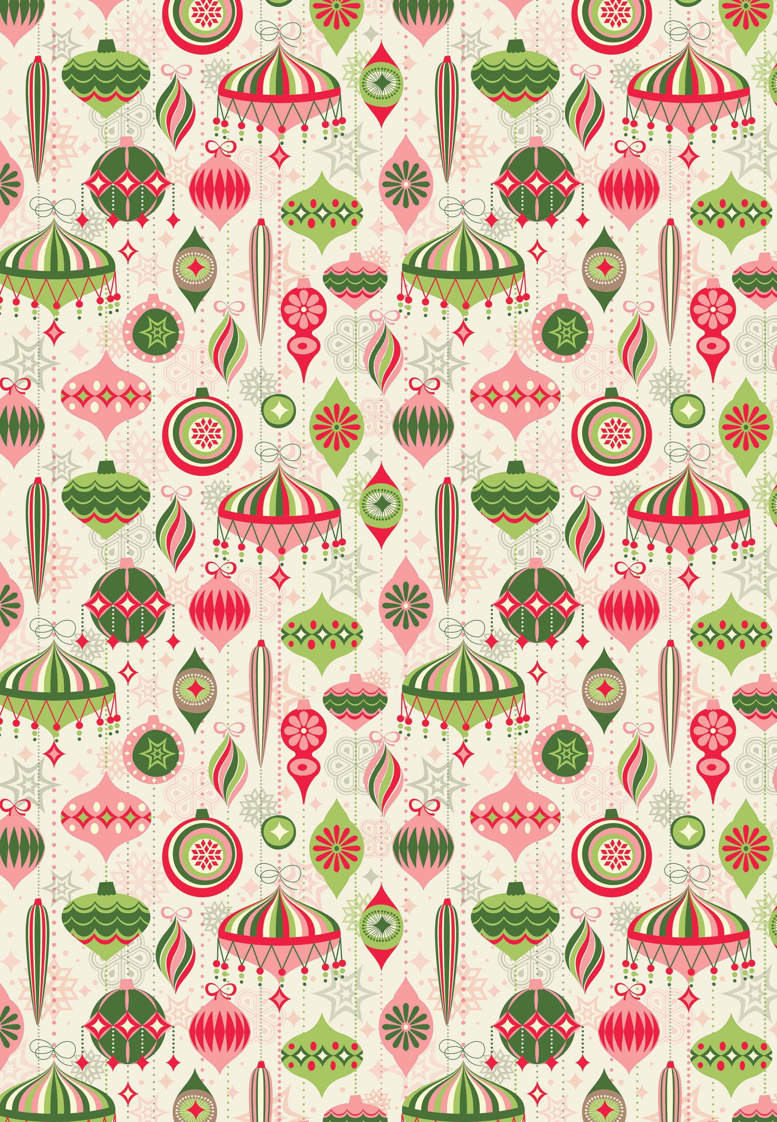 Holiday MCM Retro Ornaments Double Sided Holiday Gift Wrap Set of 2