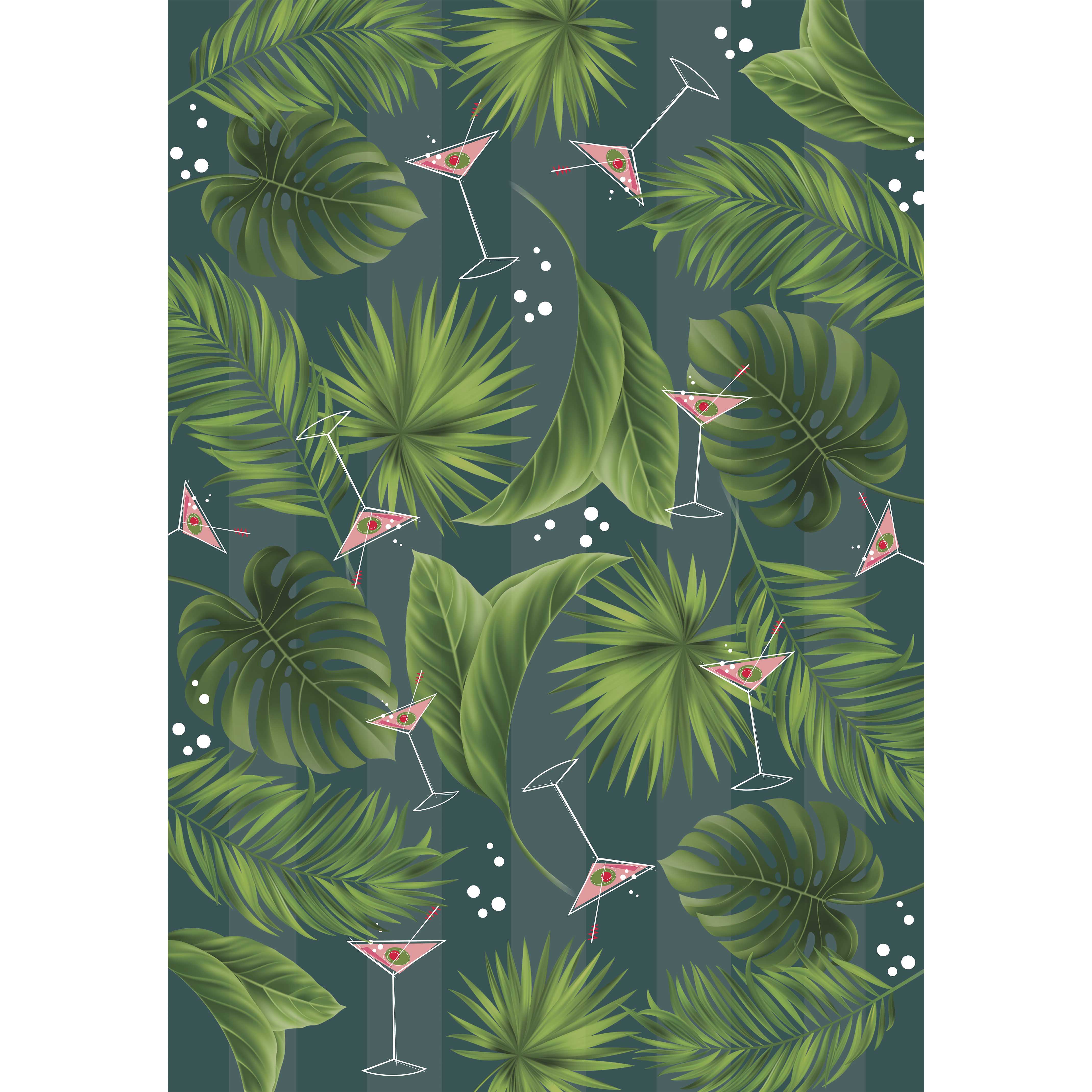 Palm and Pink Martini Double Sided Gift Wrap Set of 2