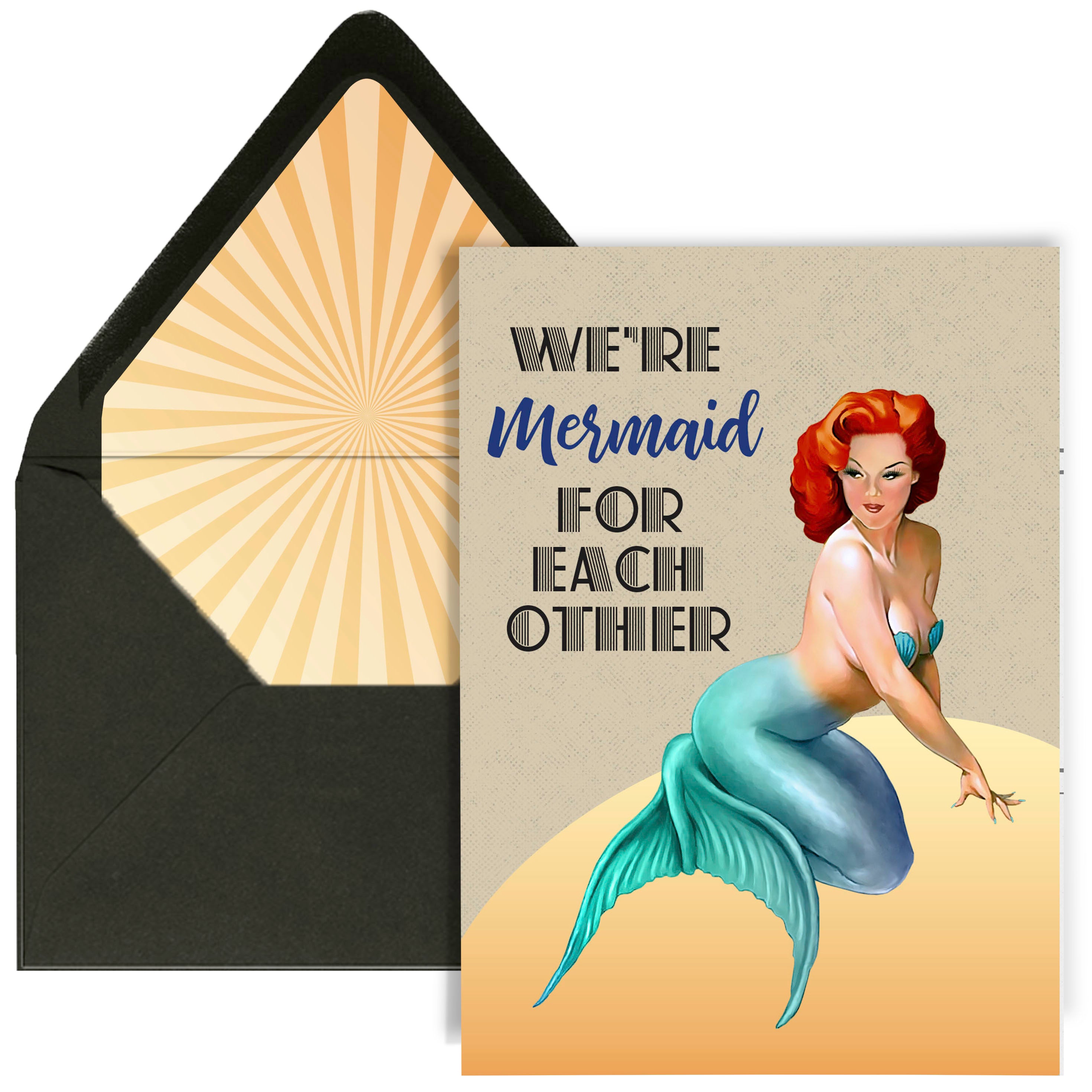 Were Mermaid for Each Other Vintage Pinup Love Card