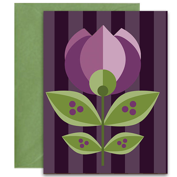 Purple Tulip Mid Century Modern Flower Note Card Boxed Set