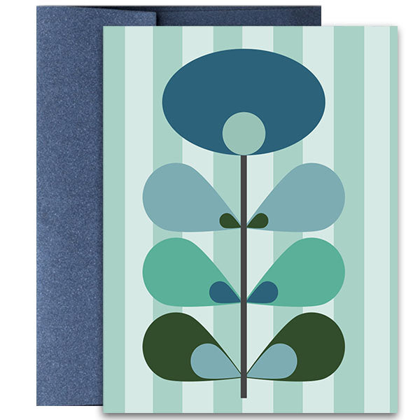 Blue Flower Mid Century Modern Matte Note Card Boxed Set