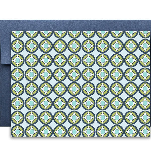 Blue Circle Mid Century Modern Notecard Single