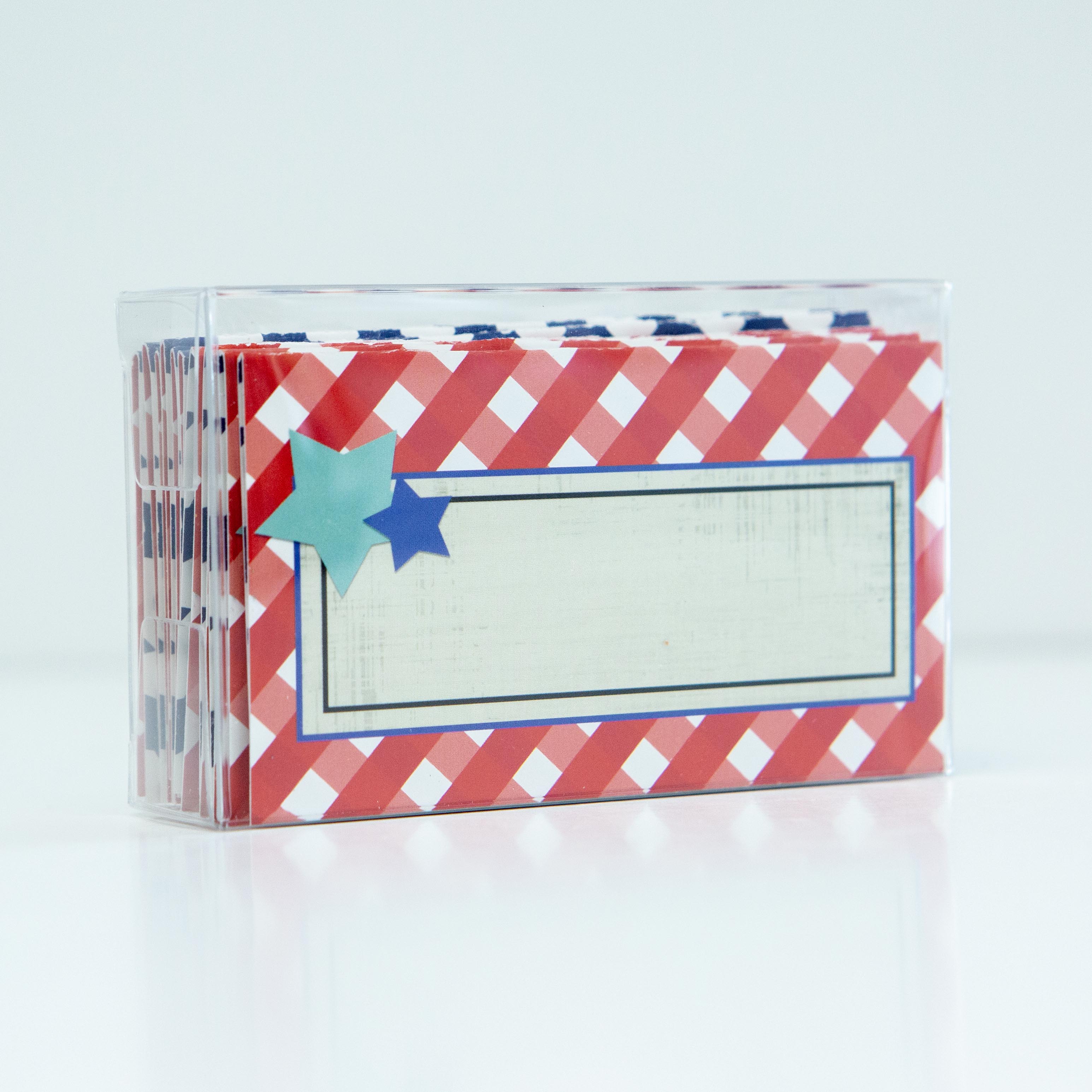 Patriotic Stars Blue and Red Double Sided Place Cards