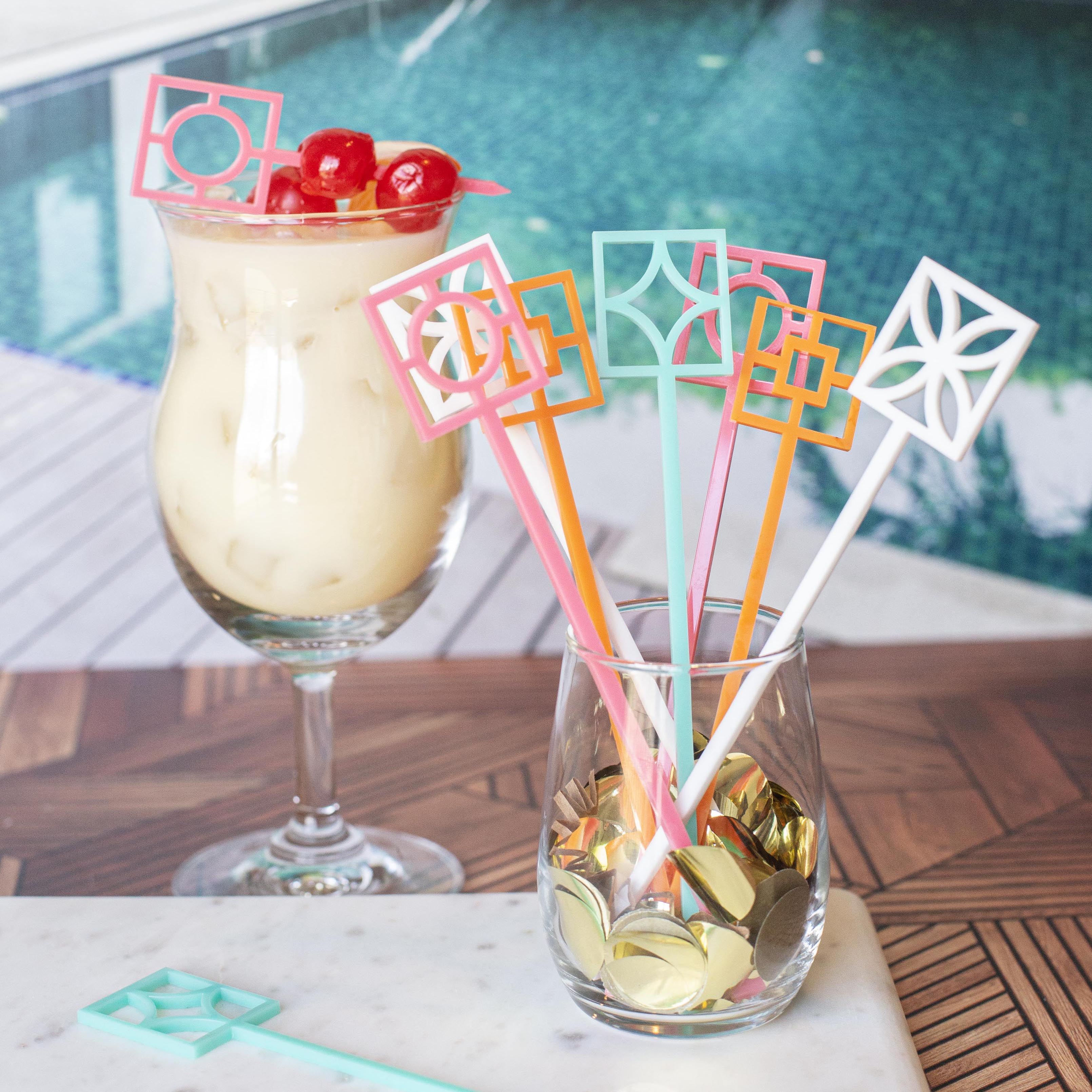 Breeze Block Acrylic Retro Drink Stirrer Swizzle Stix