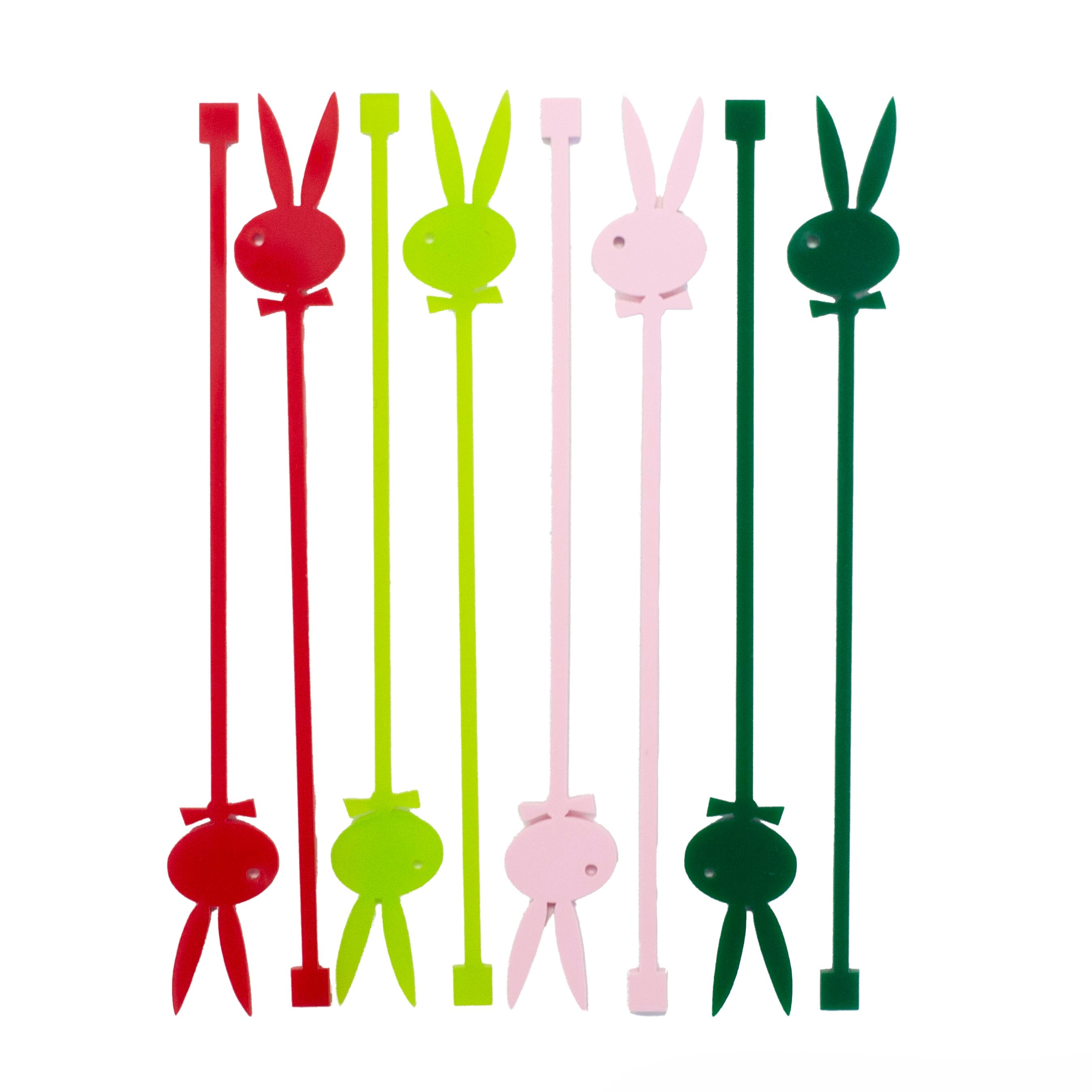 Bunny Ears Mid Century Modern Swizzle Easter Drink Stirrers
