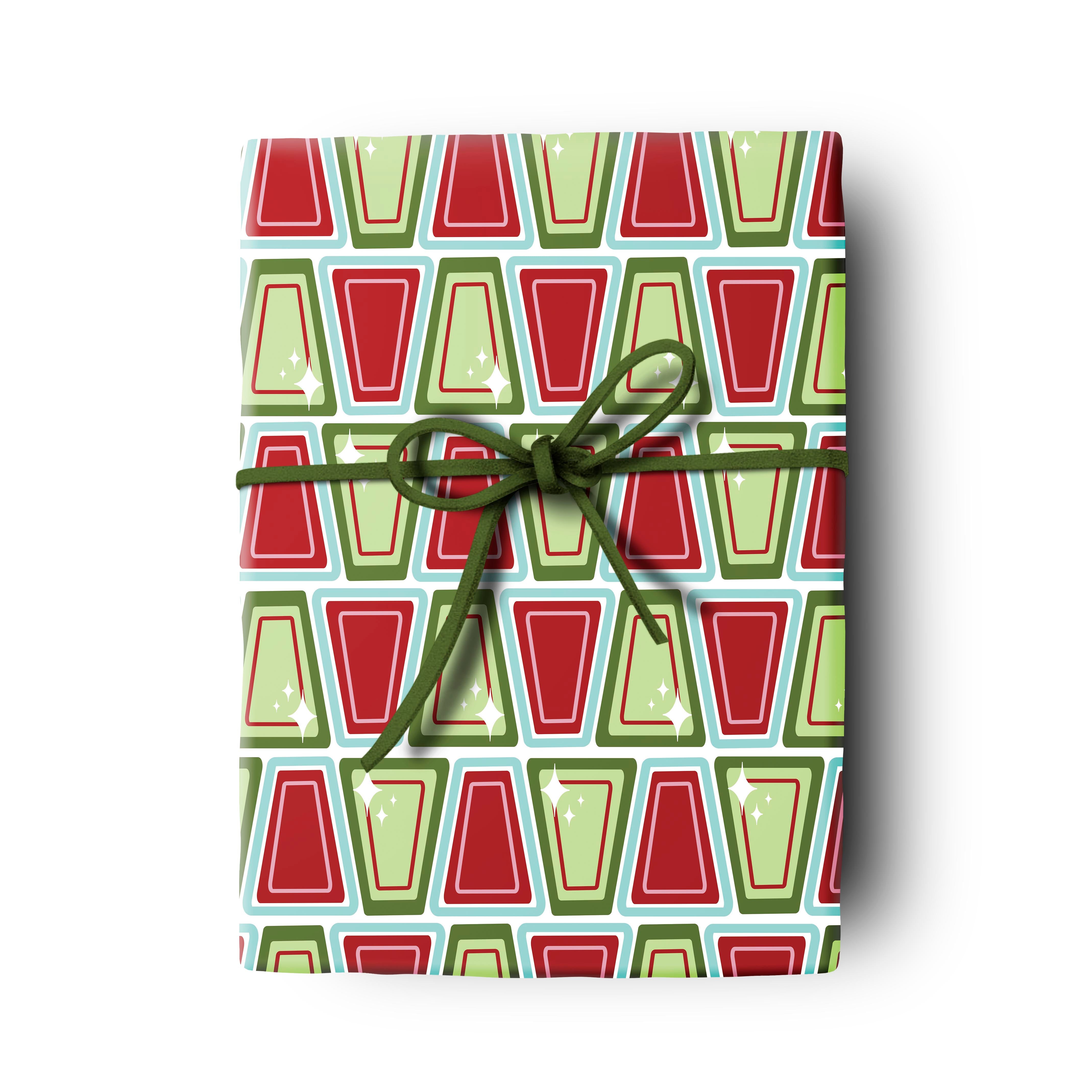 Star Trio Geometric Holiday Double Sided Gift Wrap Set of 2