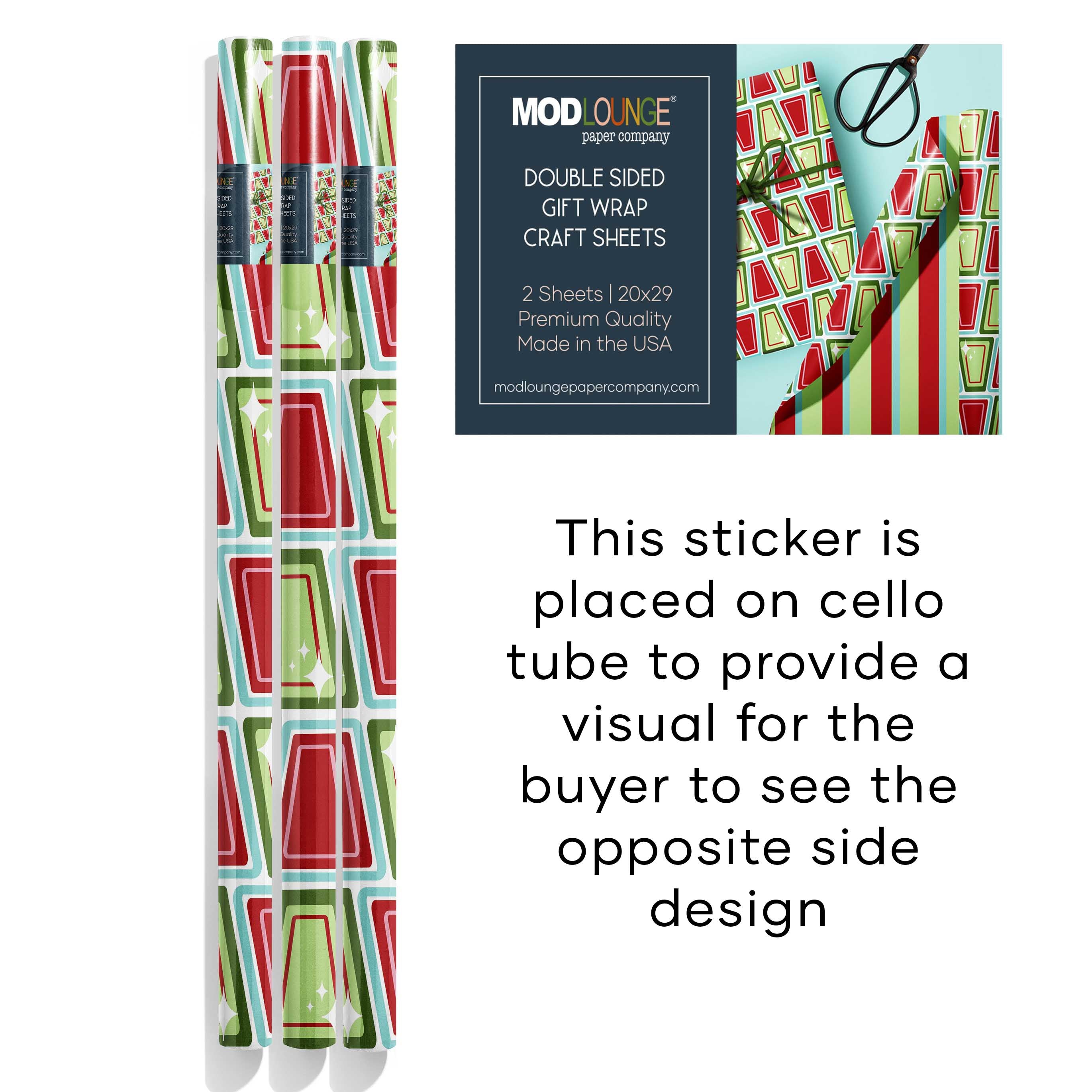 Star Trio Geometric Holiday Double Sided Gift Wrap Set of 2
