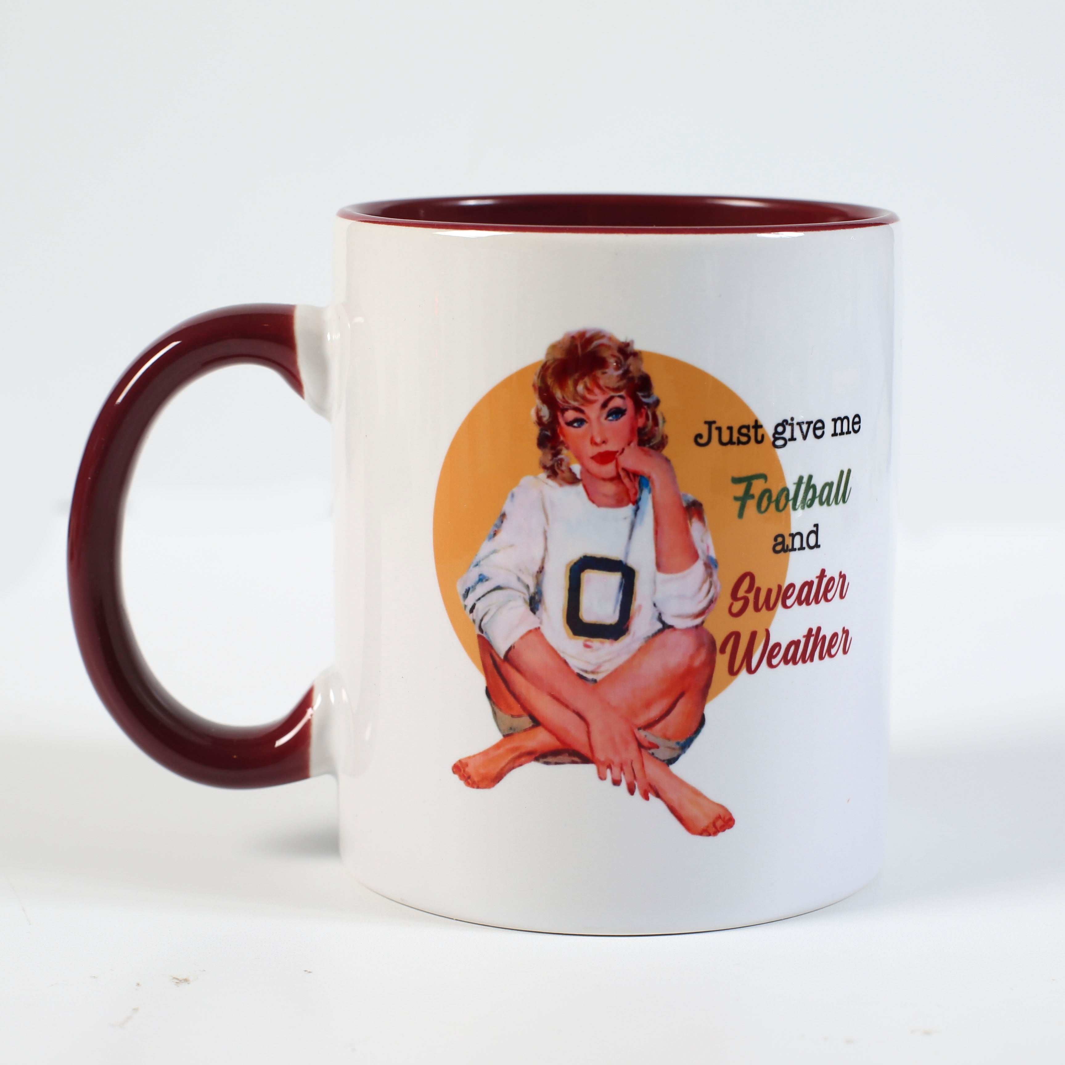 Vintage Pinup Football and Sweater Weather Fall Coffee Mug
