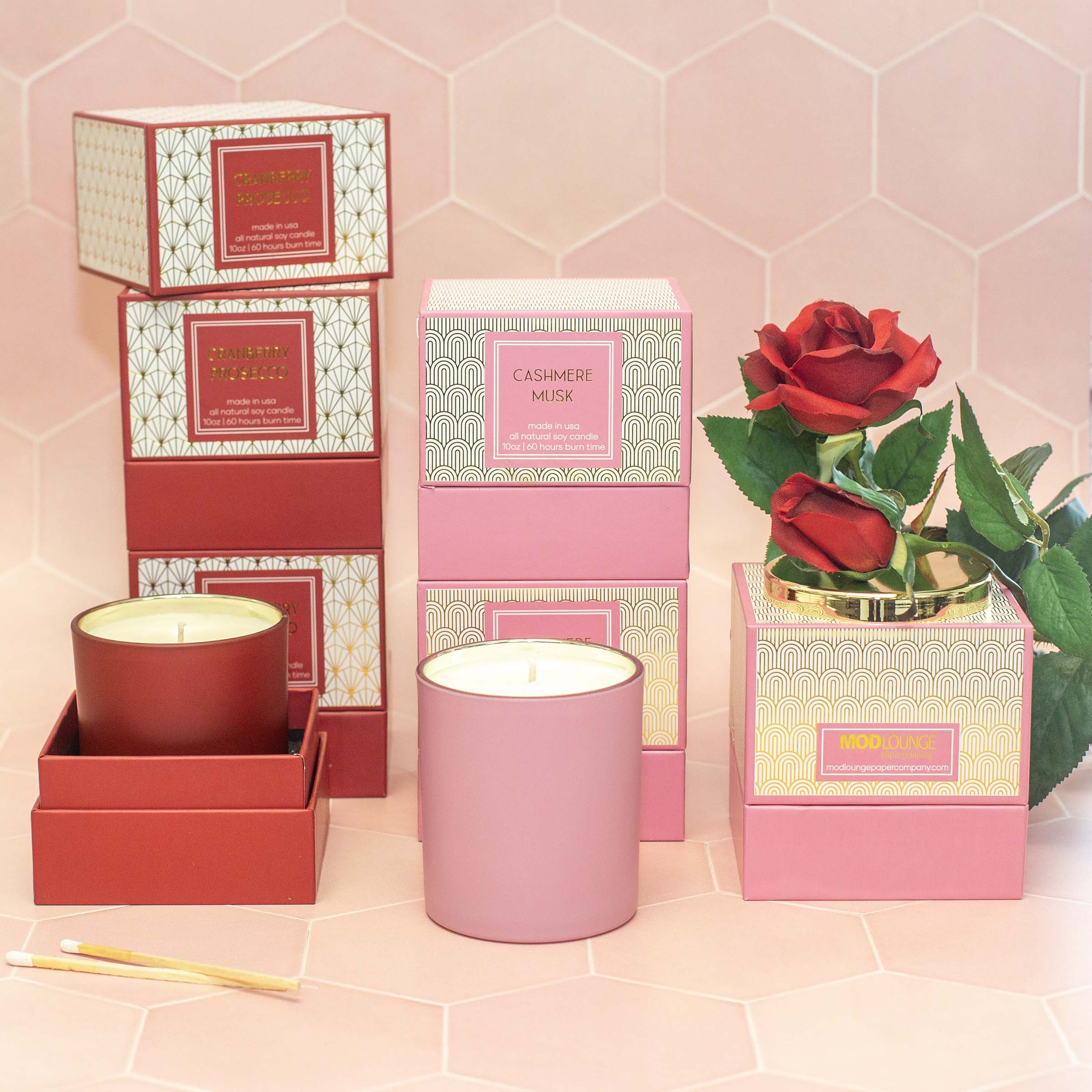 Gold Foil Mid Century Modern Boxed Candle Collection