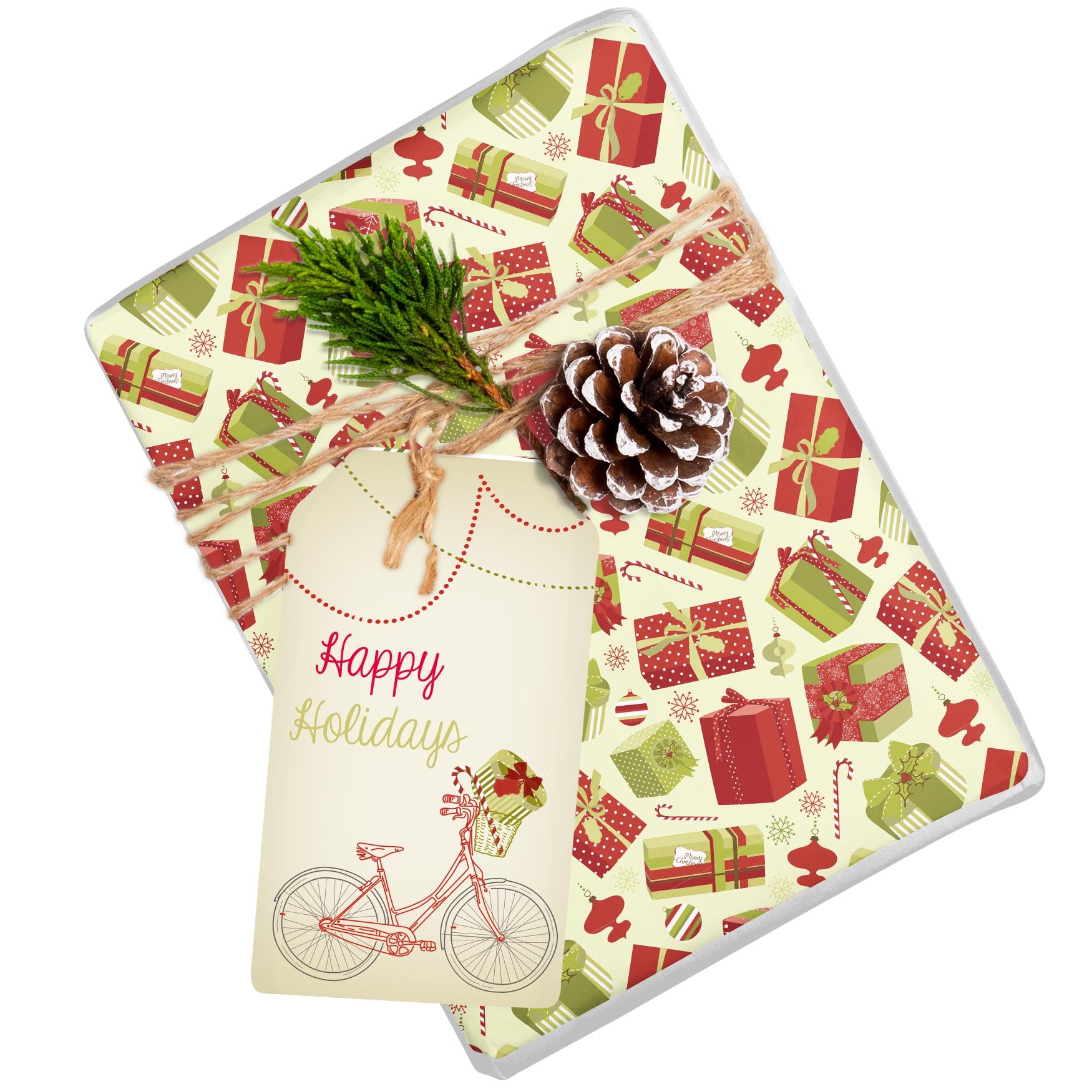 Vintage Holiday Presents Christmas Gift Wrap Sheet
