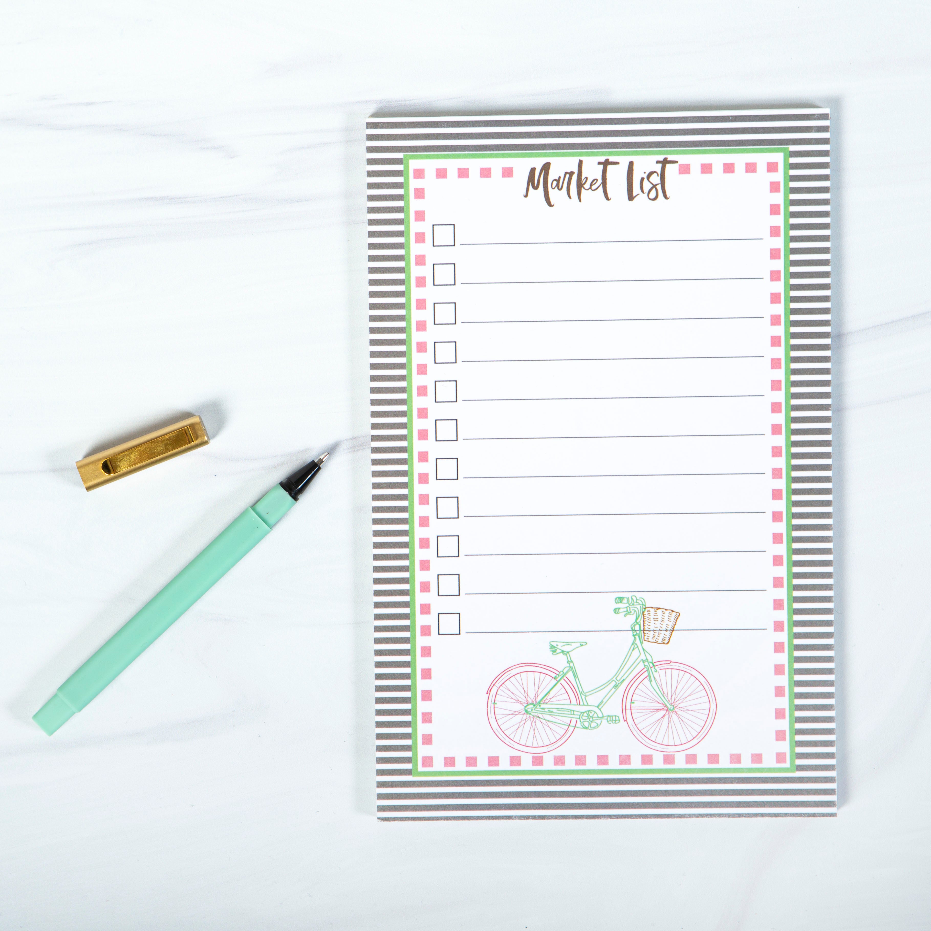 Vintage bike notepad makes planning the week fun! Small enough for your purse, big enough to keep you organized! Great for your weekly planning or give as a gift for Mother's Day, Birthdays or college student going away!
