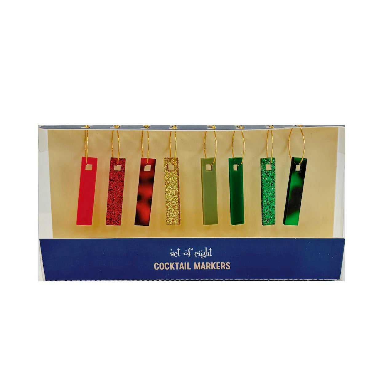 Red Gold and Green Holiday Acrylic Wine Charms