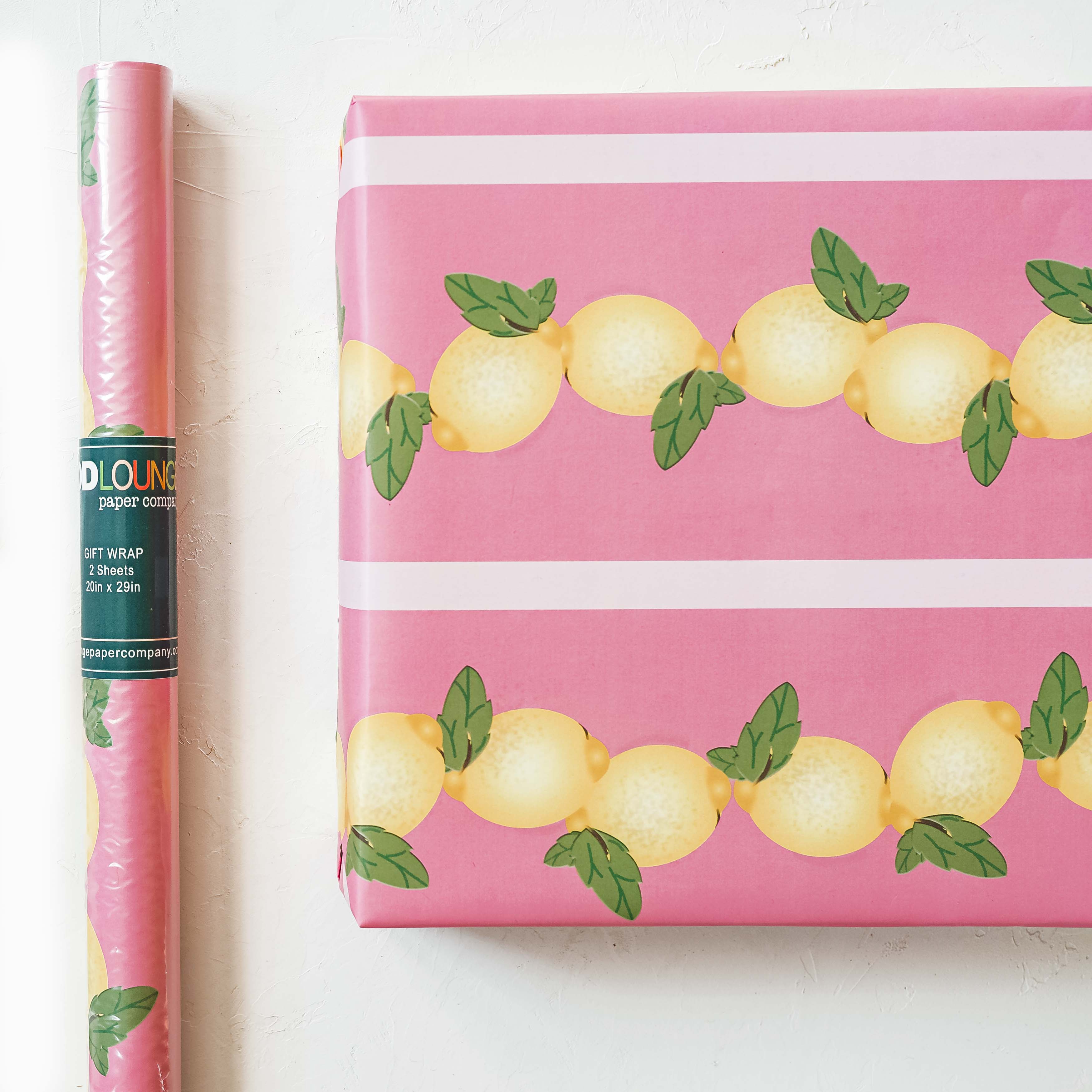 Lemon Vintage Pink and Yellow Gift Wrap Craft Sheets