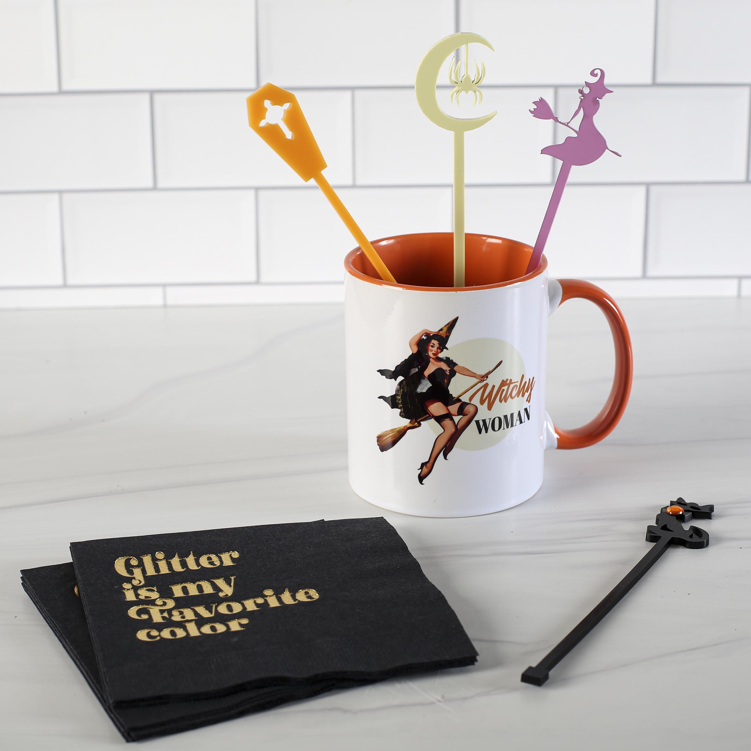 Halloween Mid Century Modern Acrylic Beverage Mixing Swizzle Stix