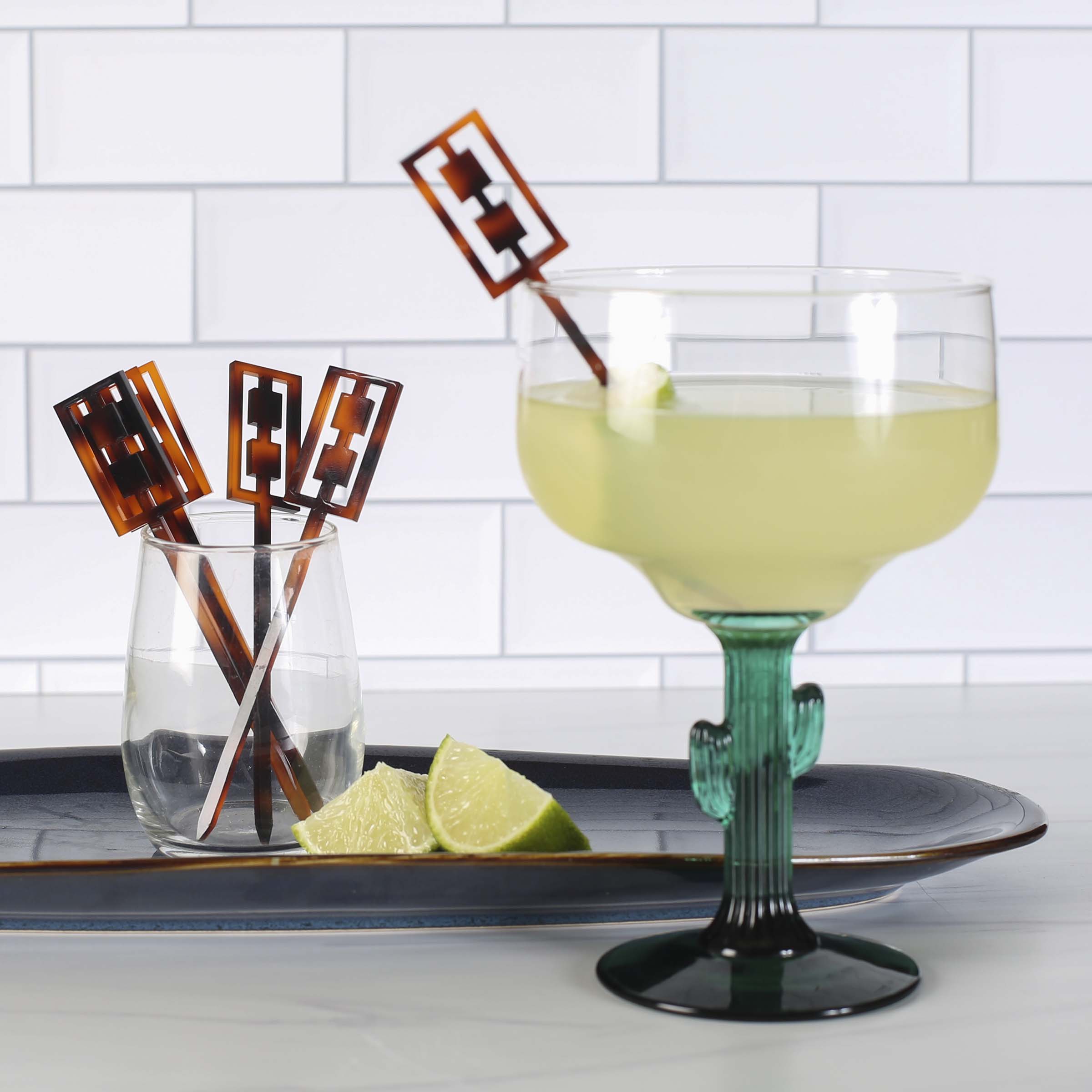 Brown Tortoise Acrylic Appetizer Cocktail Pick Set of 6