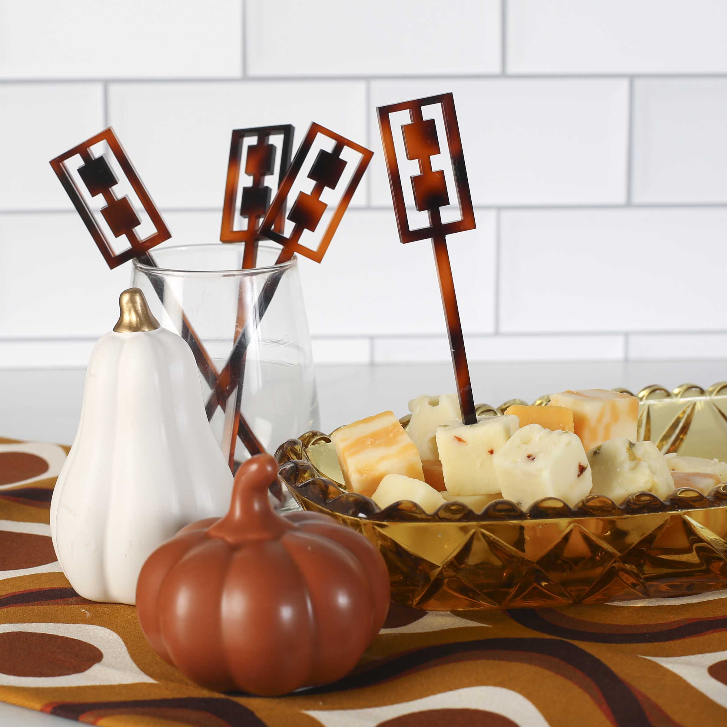 Brown Tortoise Acrylic Appetizer Cocktail Pick Set of 6