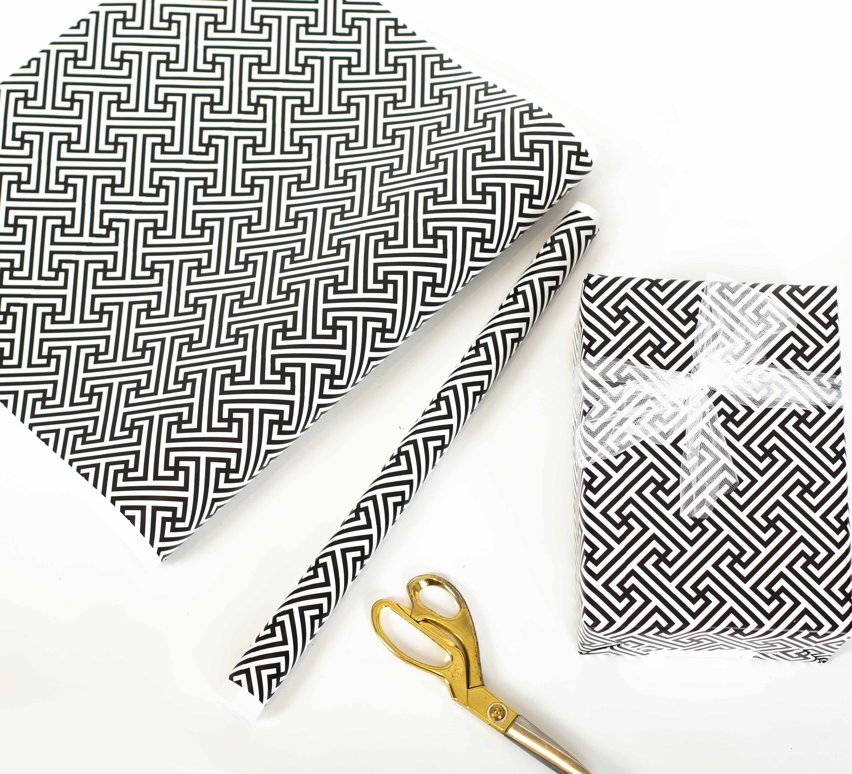mid century modern black lattice gift wrap
