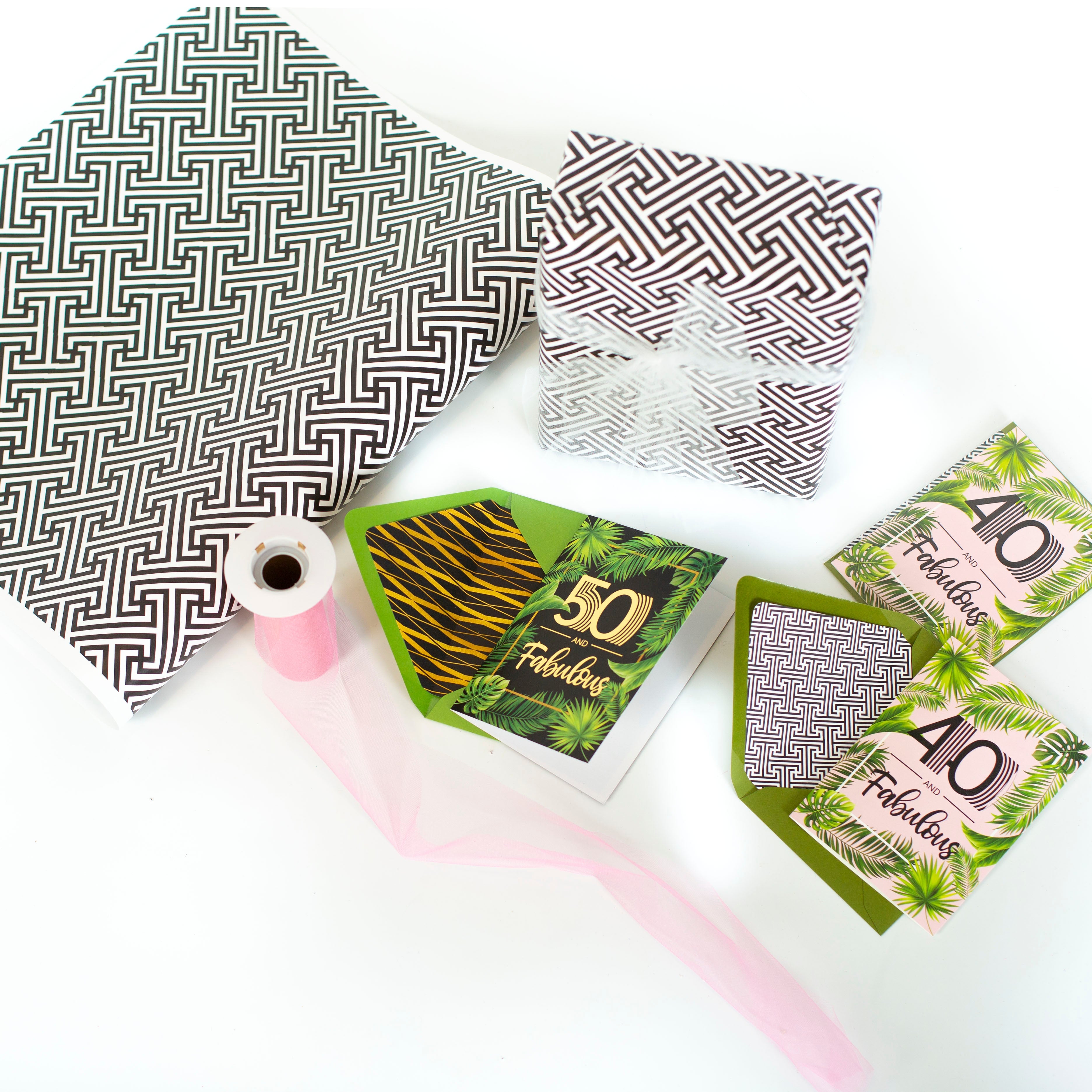 mid century modern black lattice gift wrap