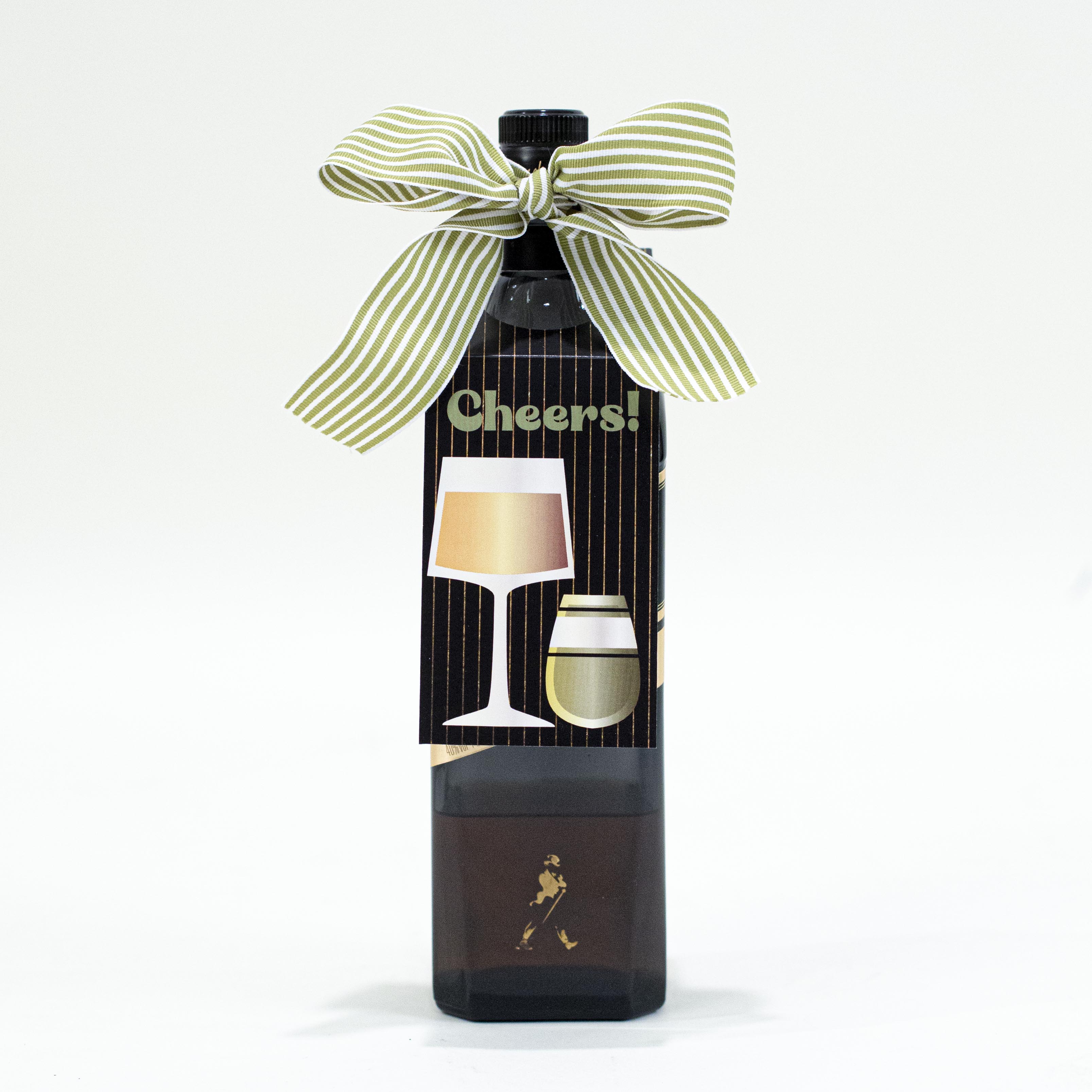 Black Stripe Cheers Wine Tag - ModLoungePaperCompany