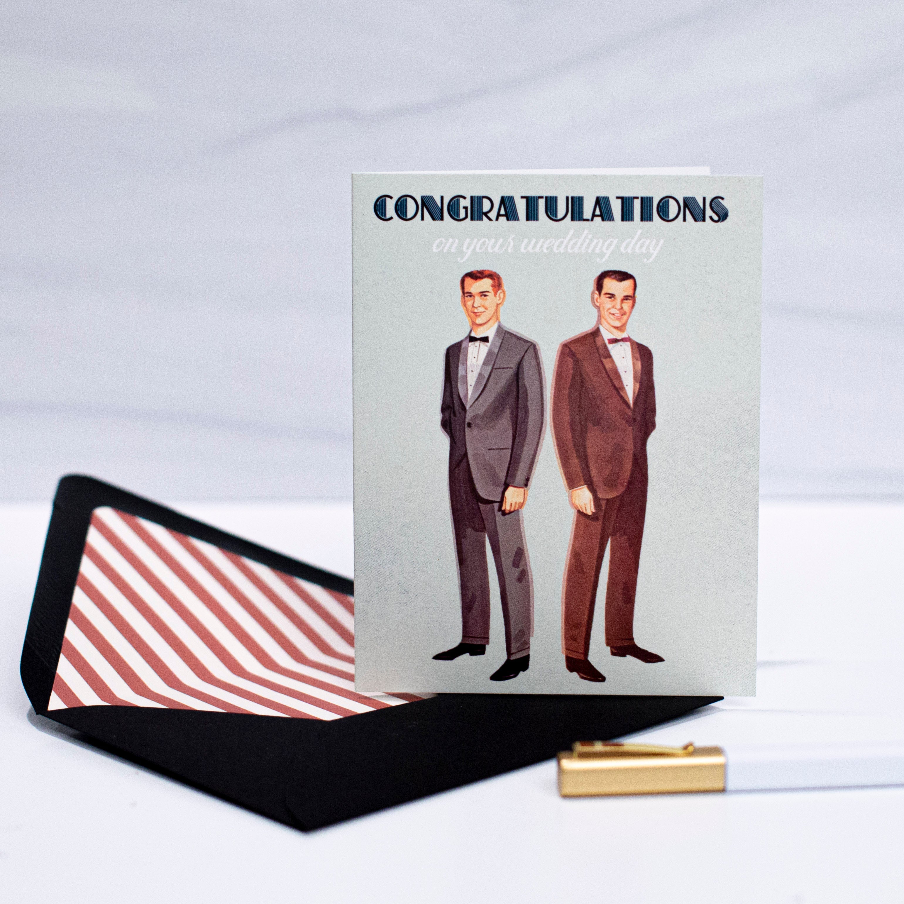 Vintage Grooms Wedding Card - ModLoungePaperCompany