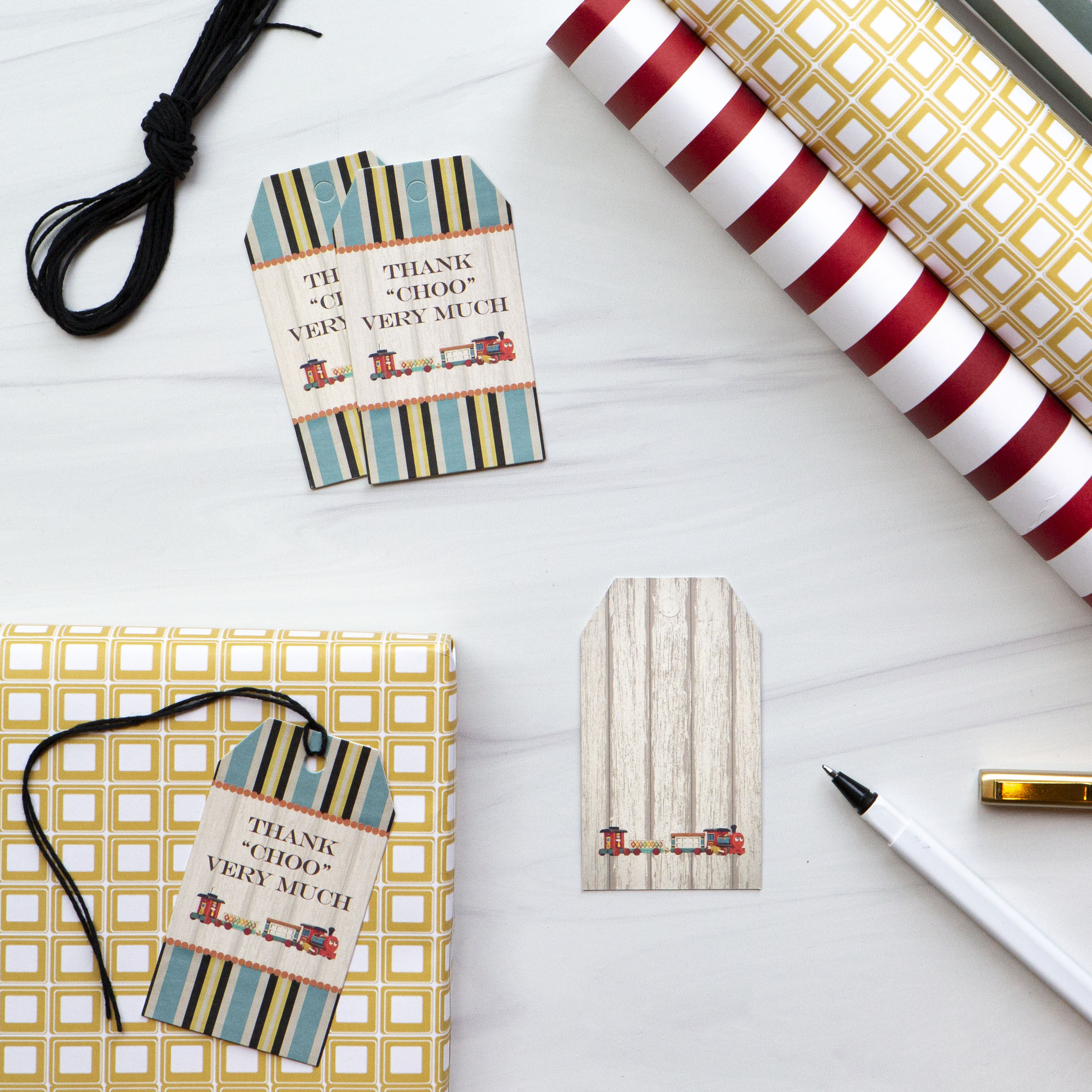vintage train thank you gift tag | train theme thank you card