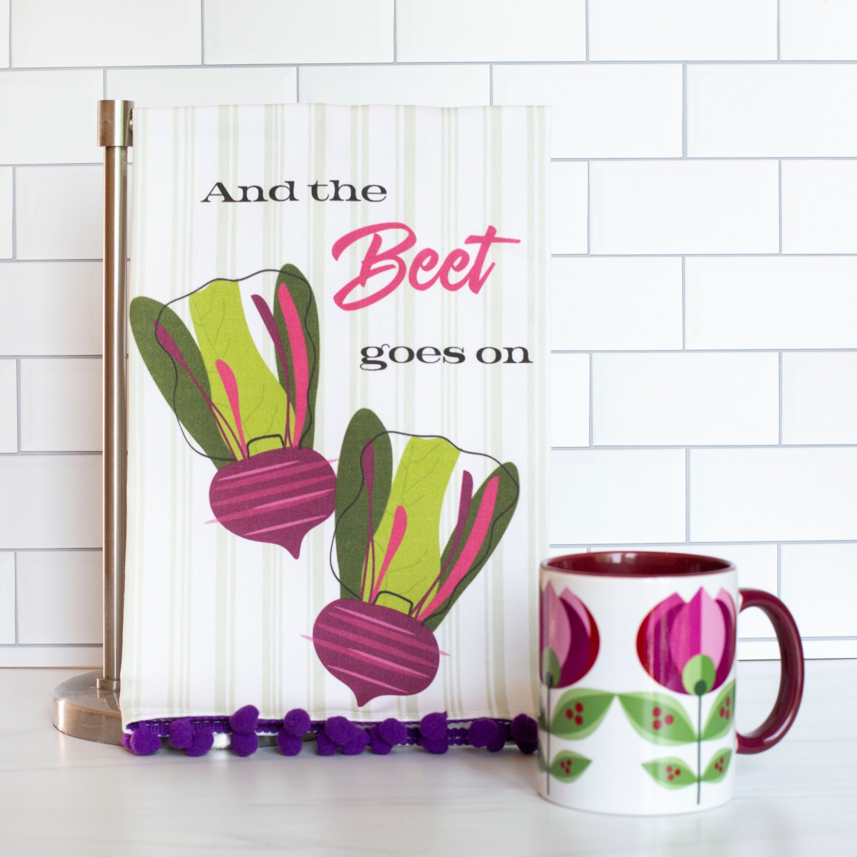 The Beet Goes On Kitchen Tea Towel with Trim