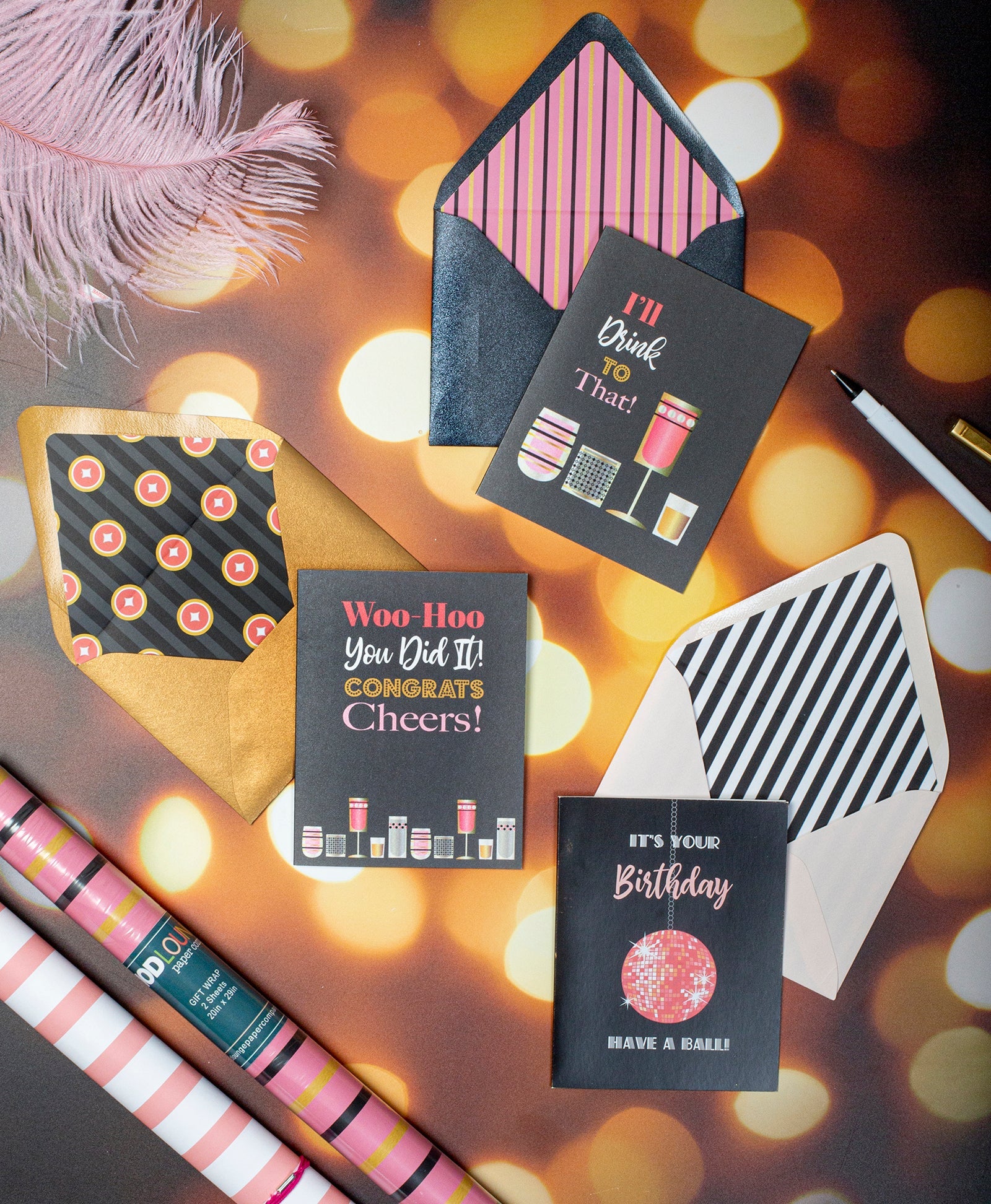 vintage cocktail cheers you did it greeting card with liner