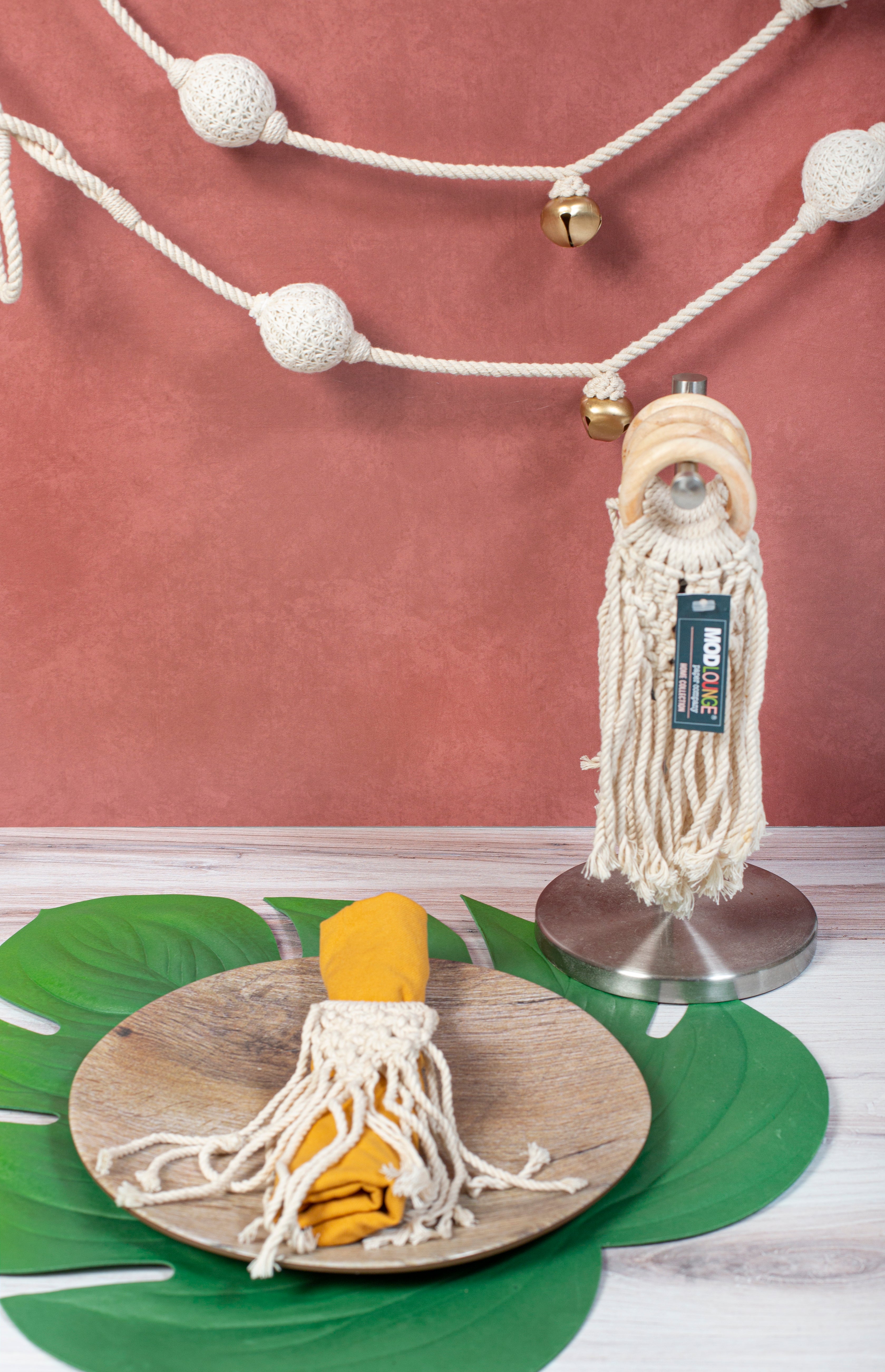 Macrame Bohemian Round Wooden Napkin Ring