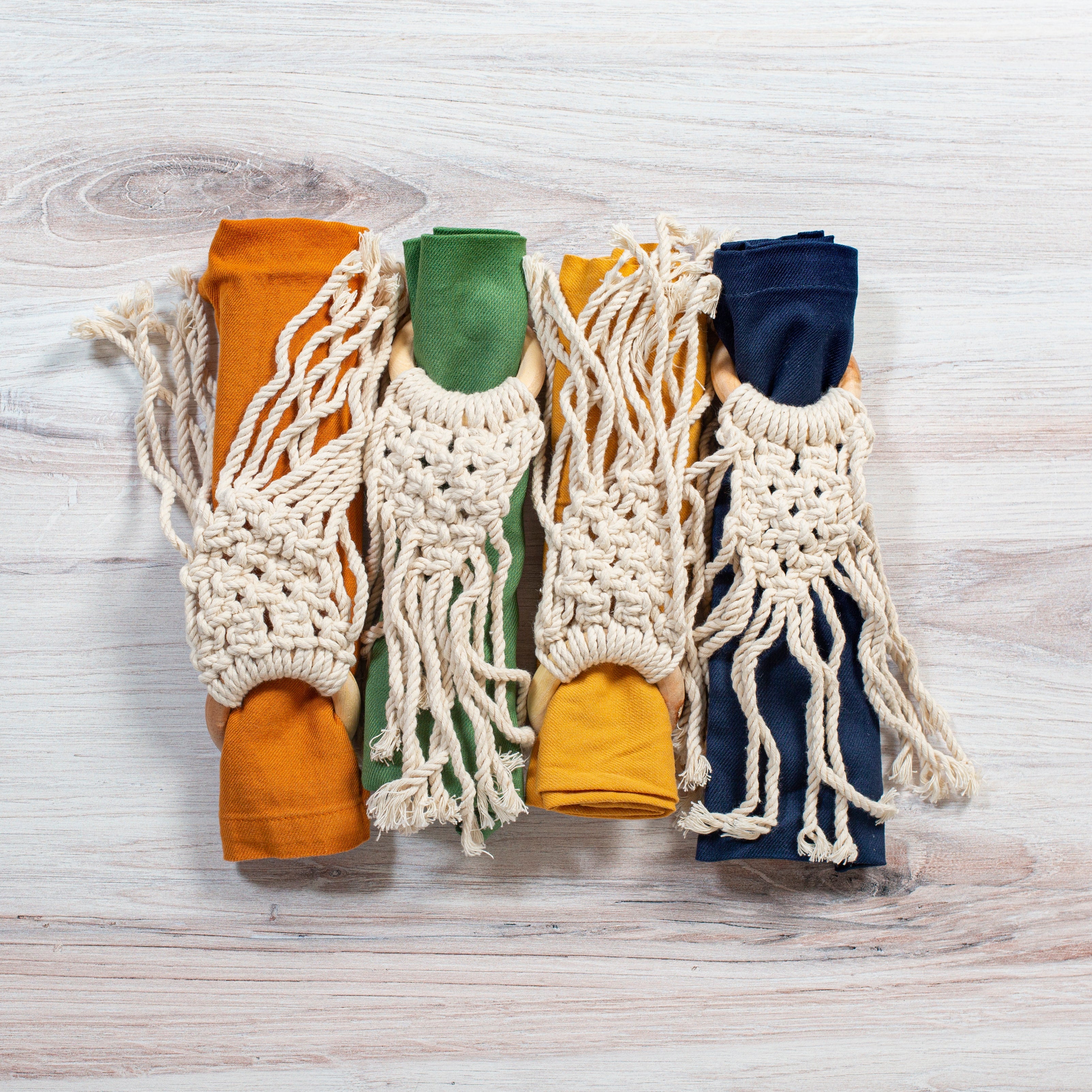 Macrame Bohemian Round Wooden Napkin Ring