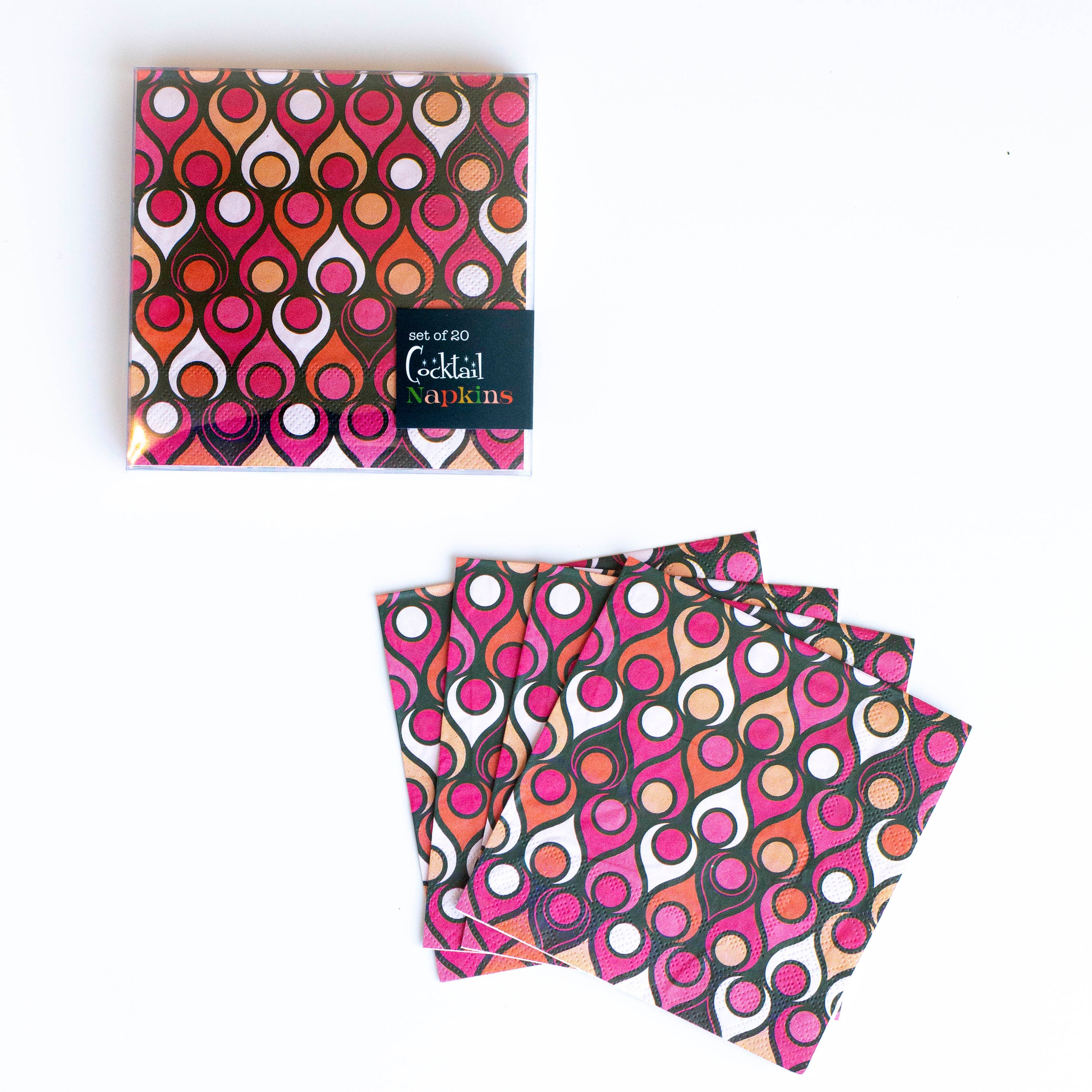 Circle in Teardrops Mid Century Modern Cocktail Beverage Napkin
