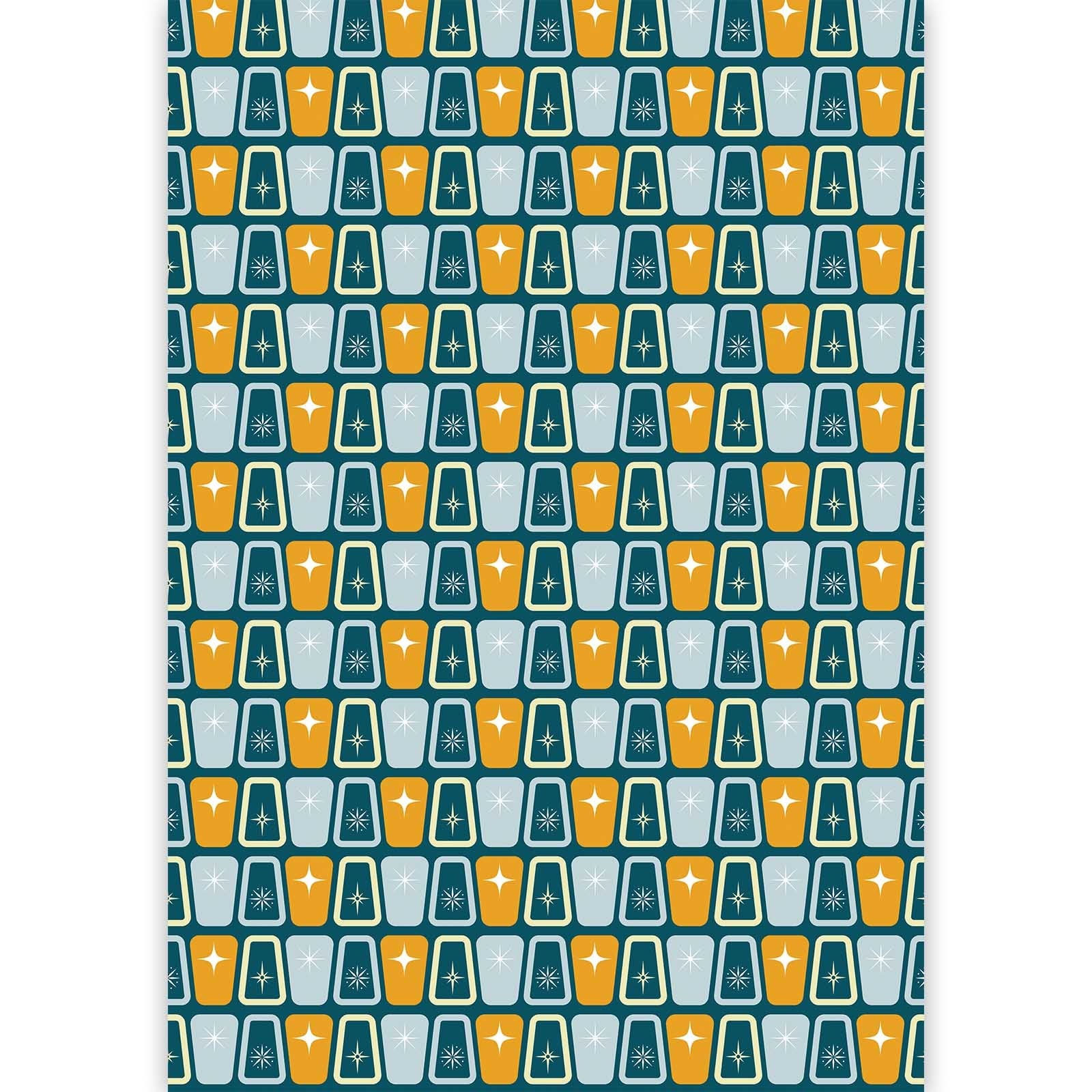 atomic blues mid century modern gift wrap