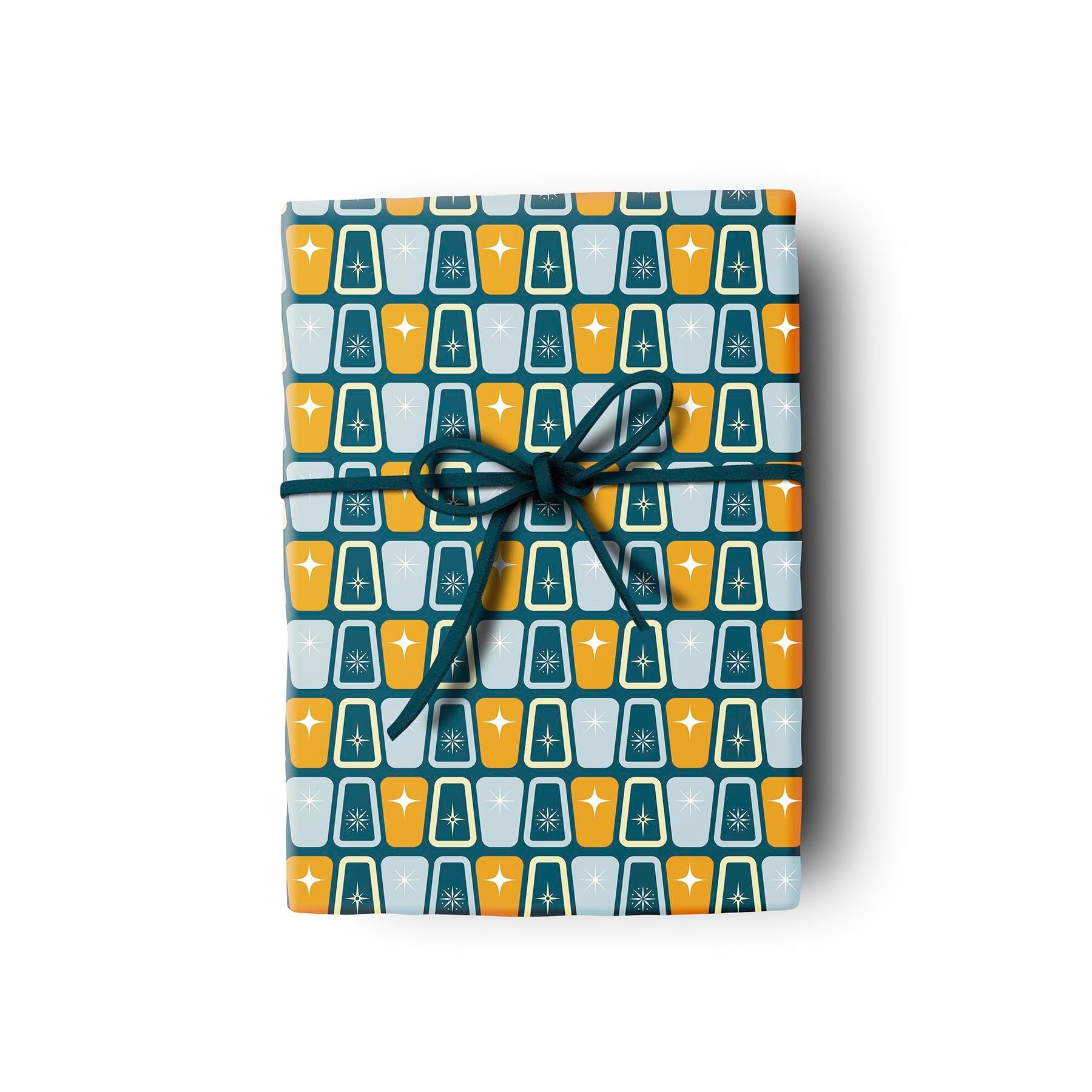 atomic blues mid century modern gift wrap