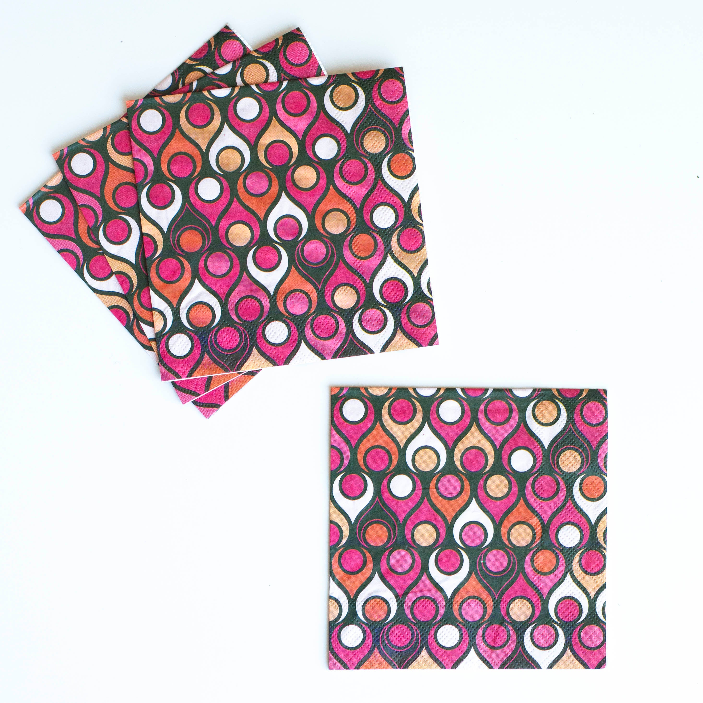 Circle in Teardrops Mid Century Modern Cocktail Beverage Napkin