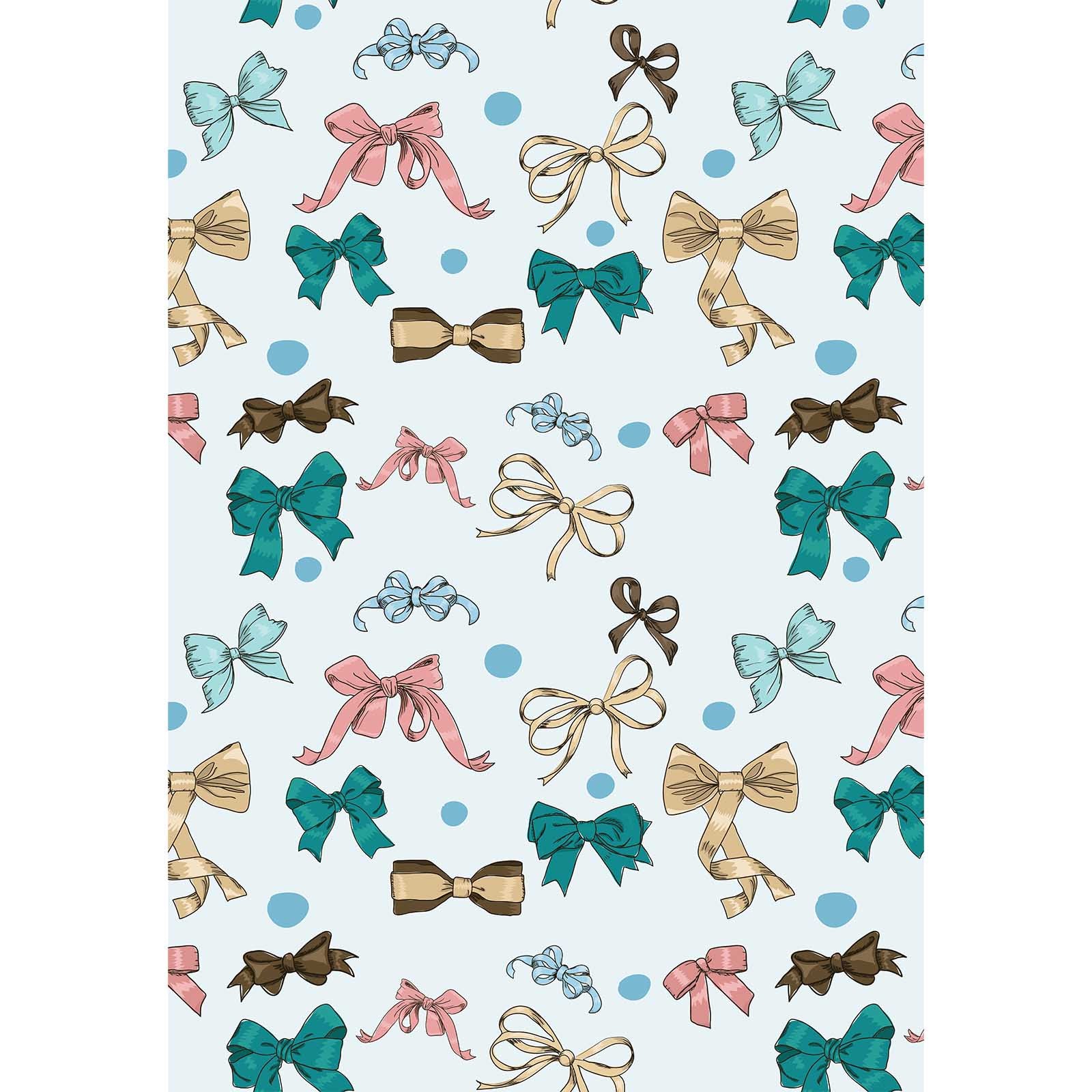 Vintage Bows Gift Wrap Craft Paper Sheets Set of 2