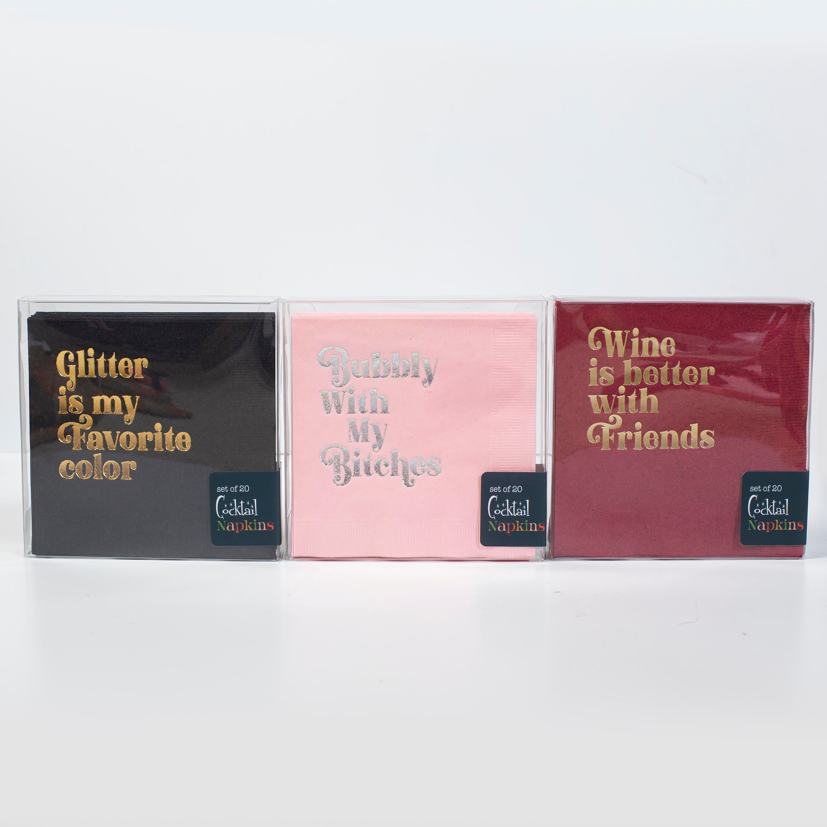 Glitter is My Favorite Color Gold Foil Black Cocktail Beverage Napkin