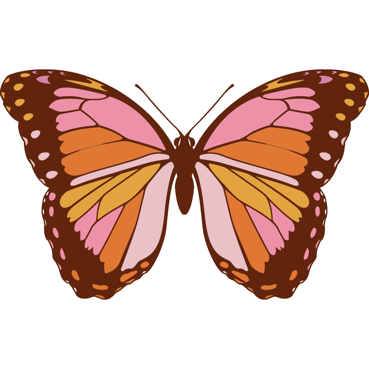 Pink Butterfly Retro Vinyl Sticker