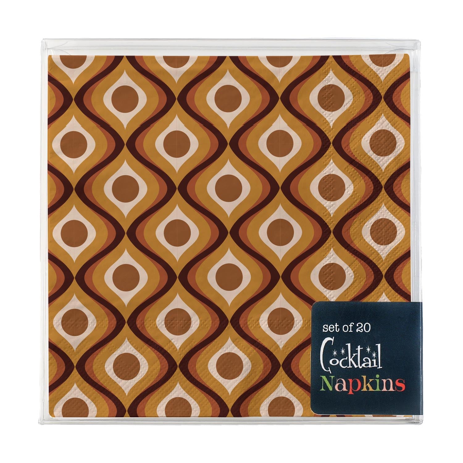 Circle in Waves Amber Mid Century Cocktail Beverage Napkin