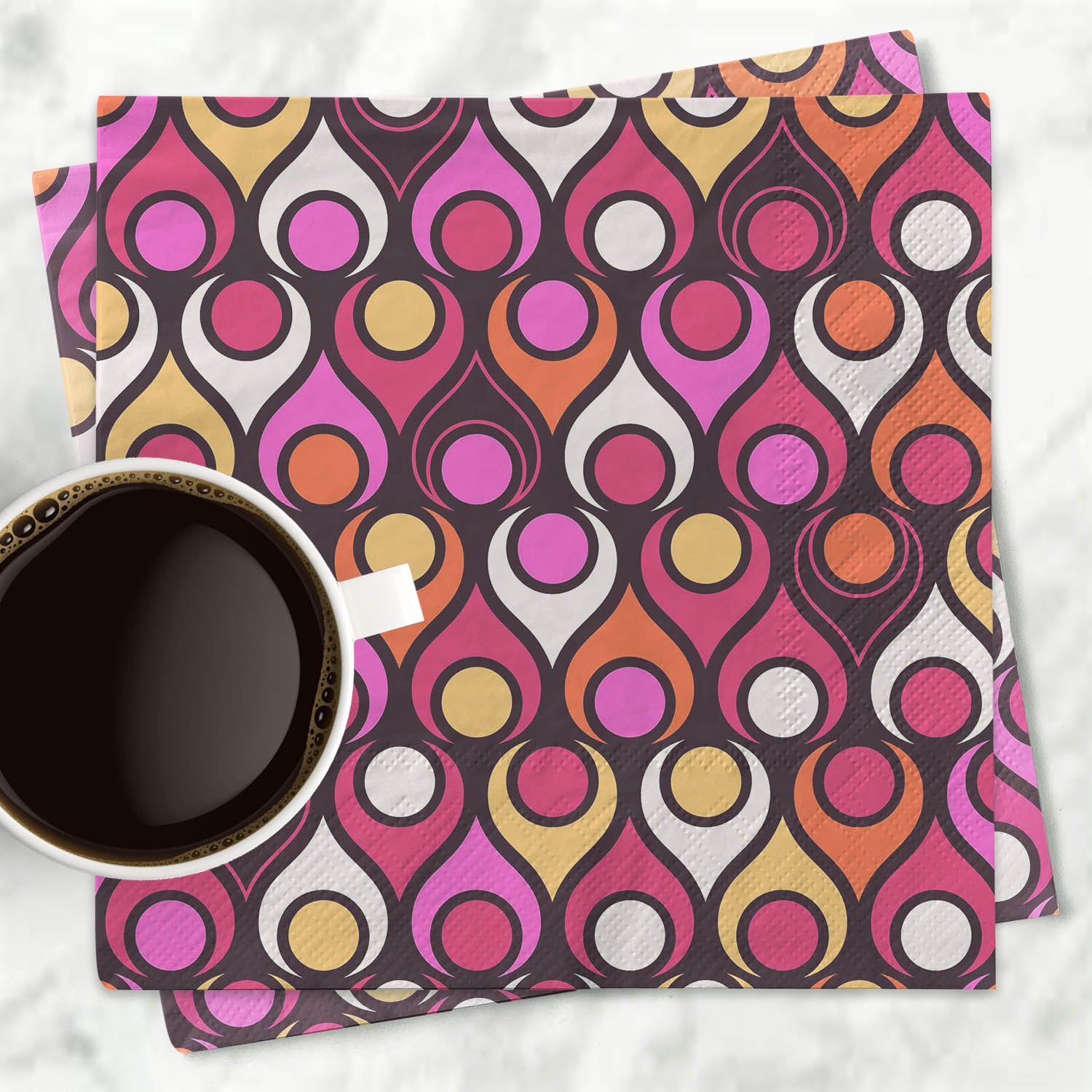 Circle in Teardrops Mid Century Modern Cocktail Beverage Napkin