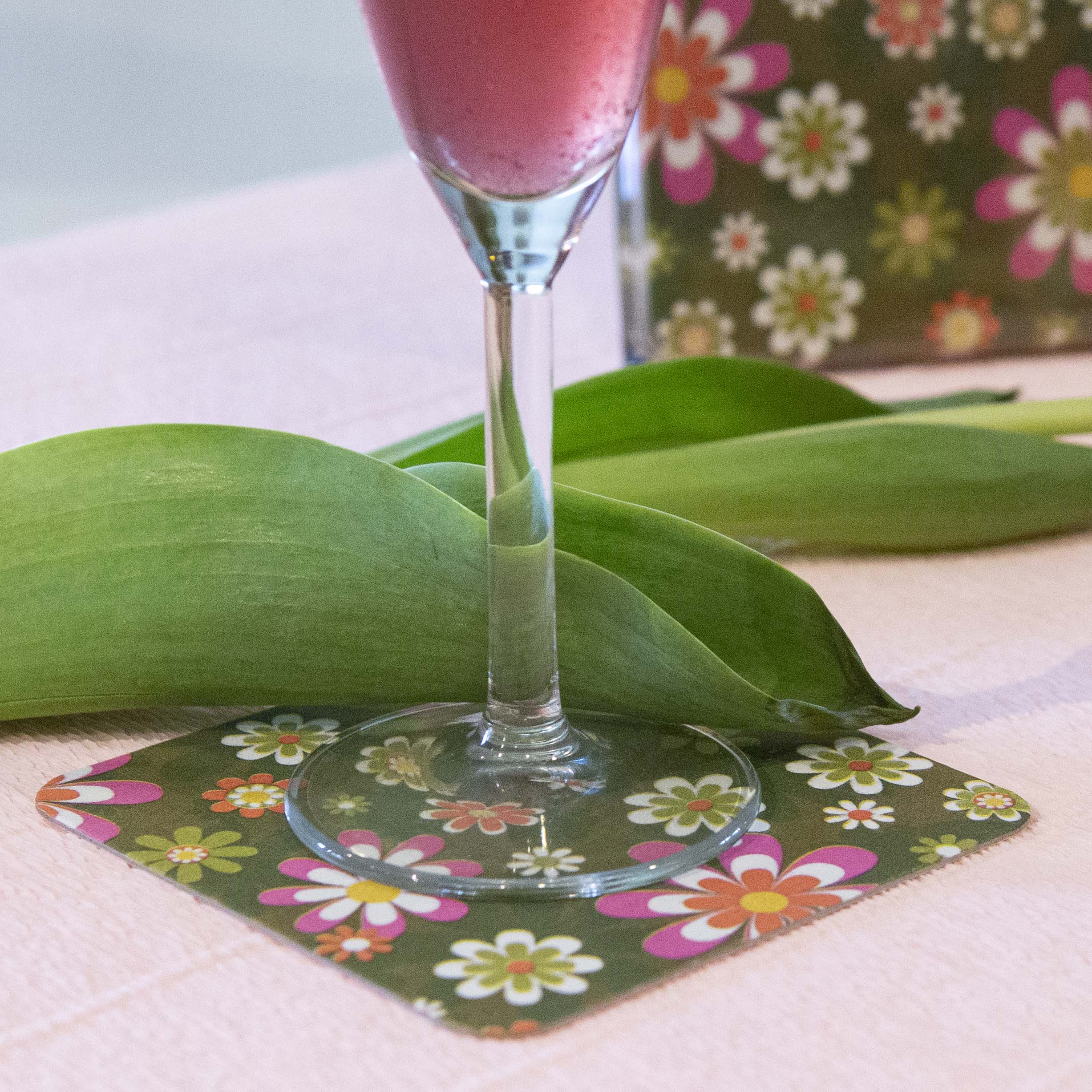retro flower paper coasters | bridal shower coasters