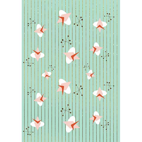 vintage atomic cosmic aqua gift wrap