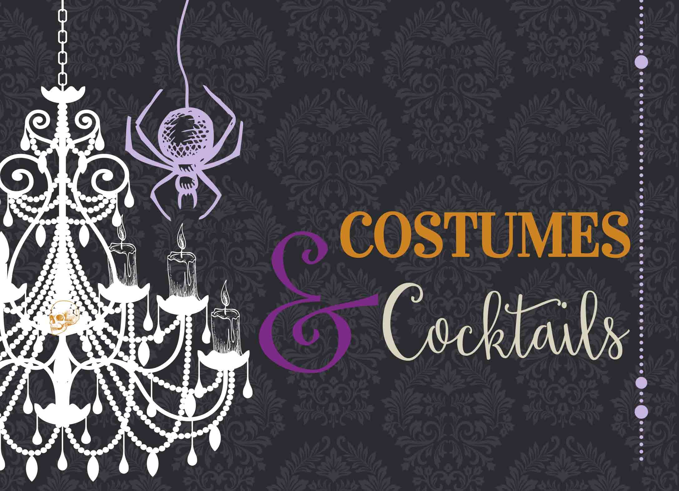 Costumes & Cocktails Vintage Halloween Invitation - ModLoungePaperCompany
