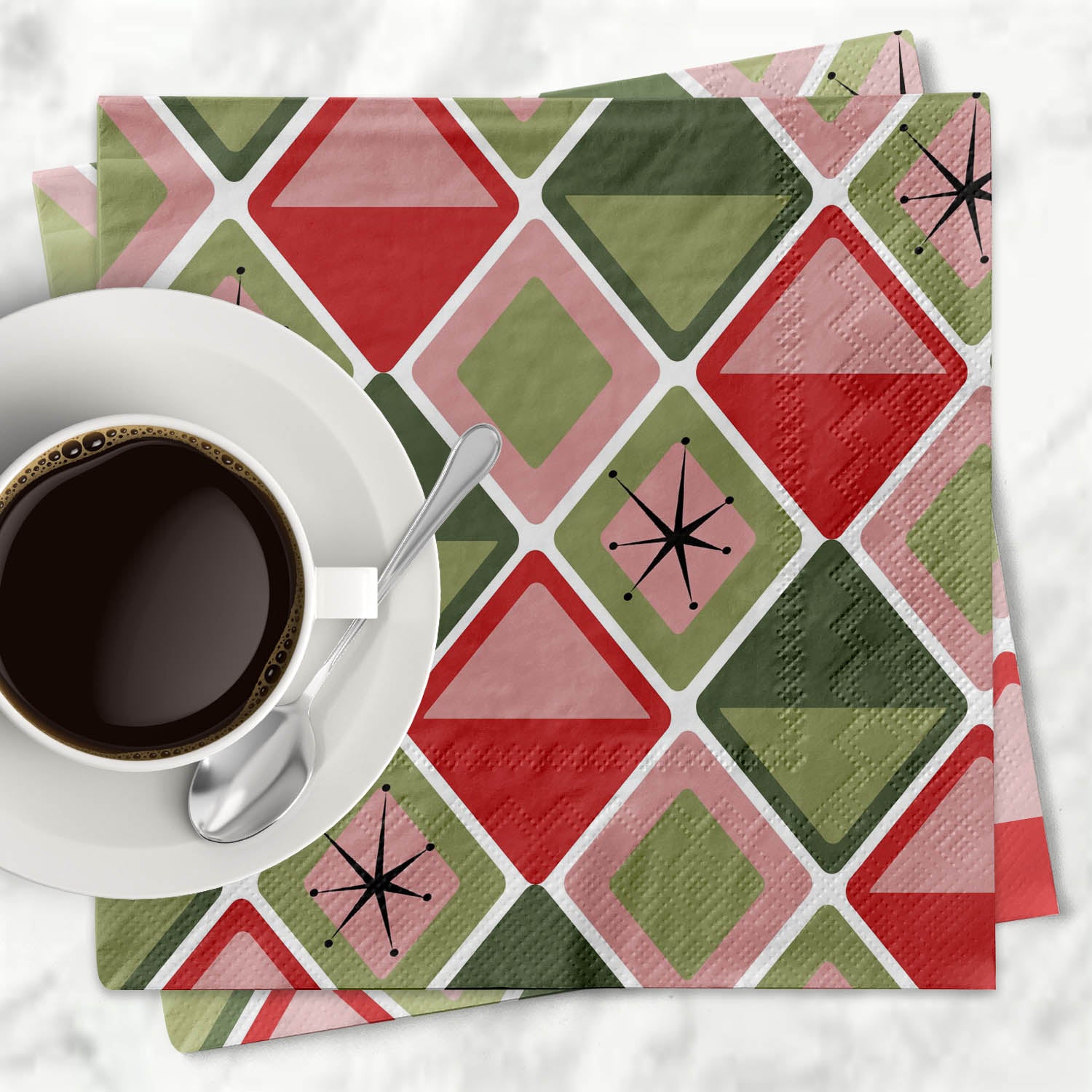 Diamonds Mid Century Modern Cocktail Beverage Napkin