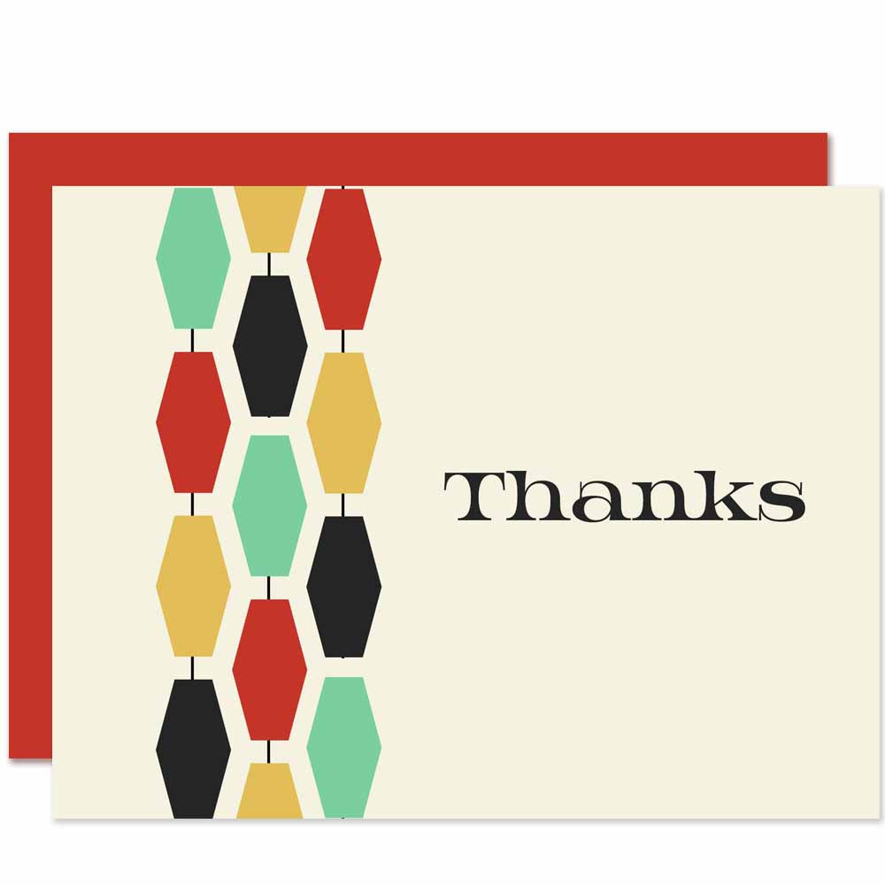 Geometric Hexagon Mid century Modern Thank You Card