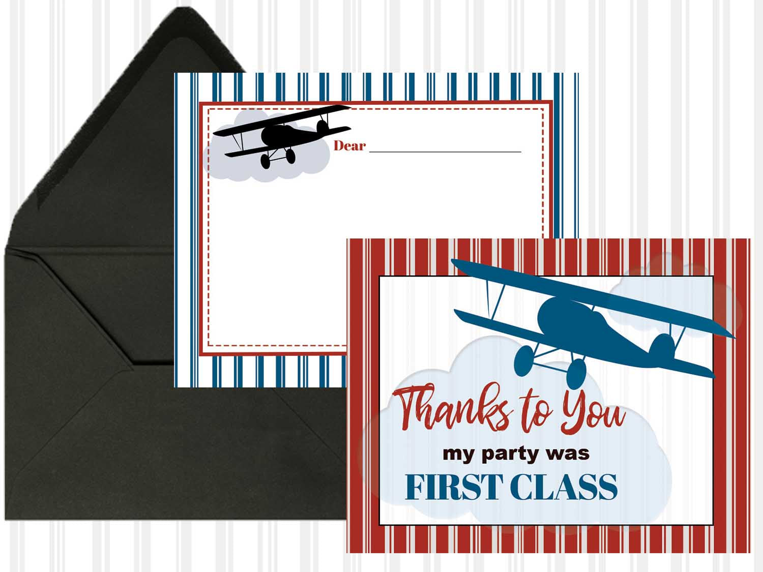vintage plane thank you card