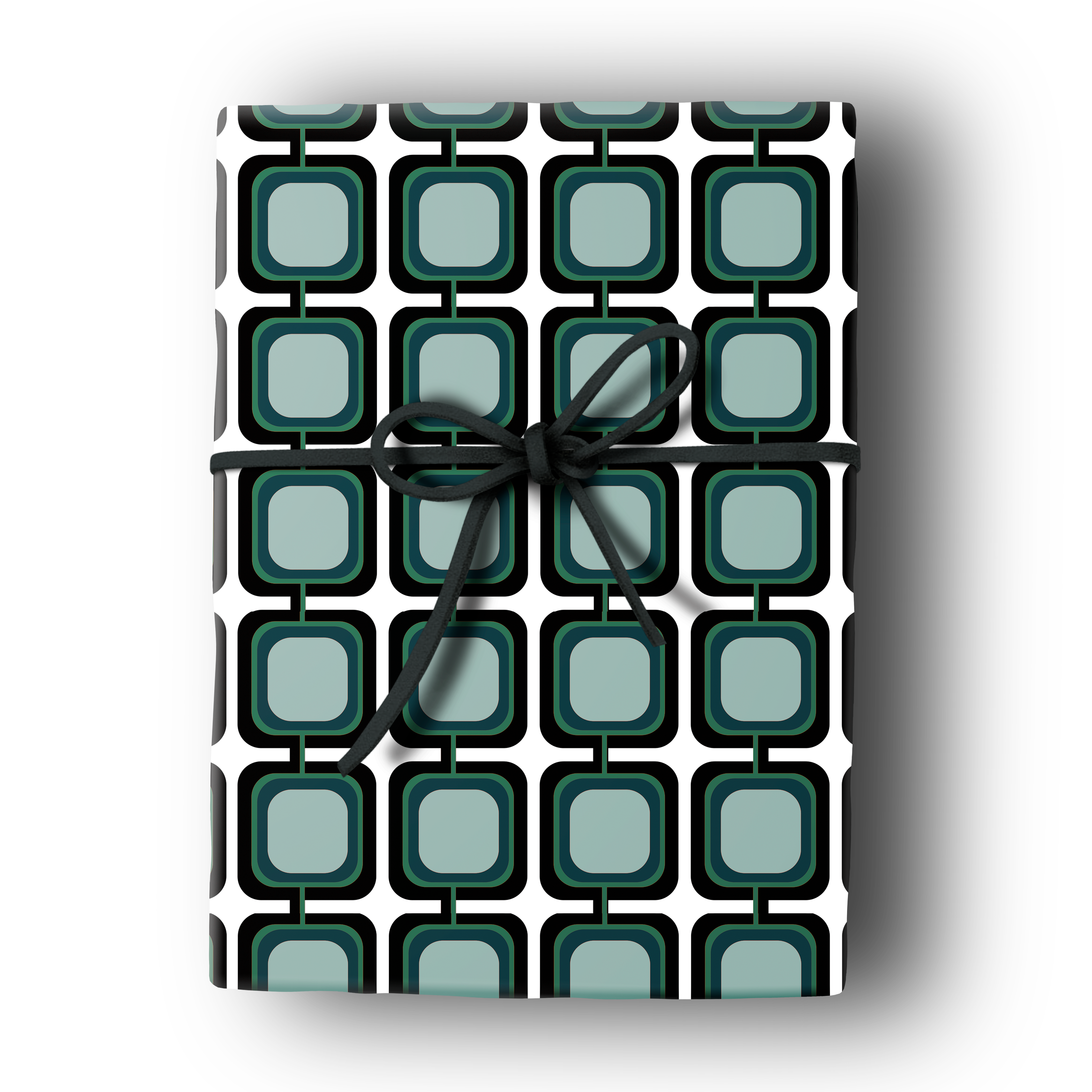 Blue Retro Squares Mid Century Modern Gift Wrap Craft Sheets