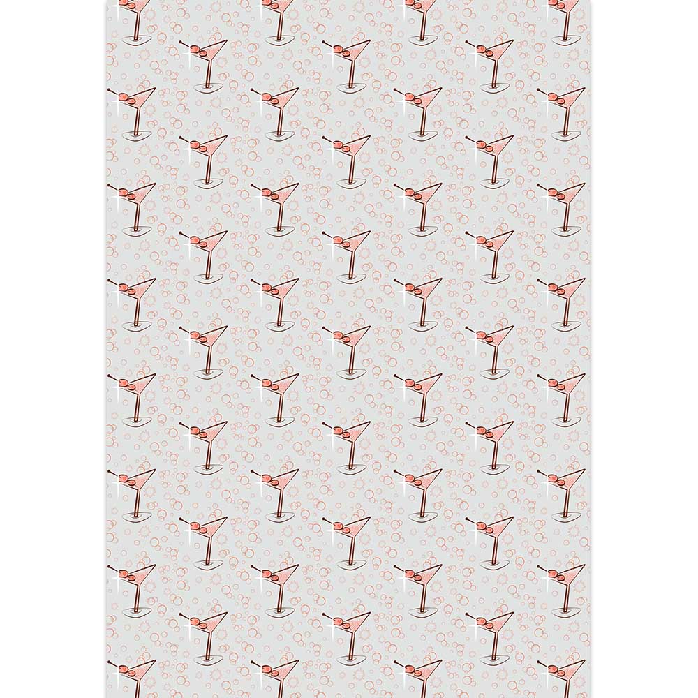 mid century modern pink martini gift wrap on gray backgroundModLoungePaperCompany
