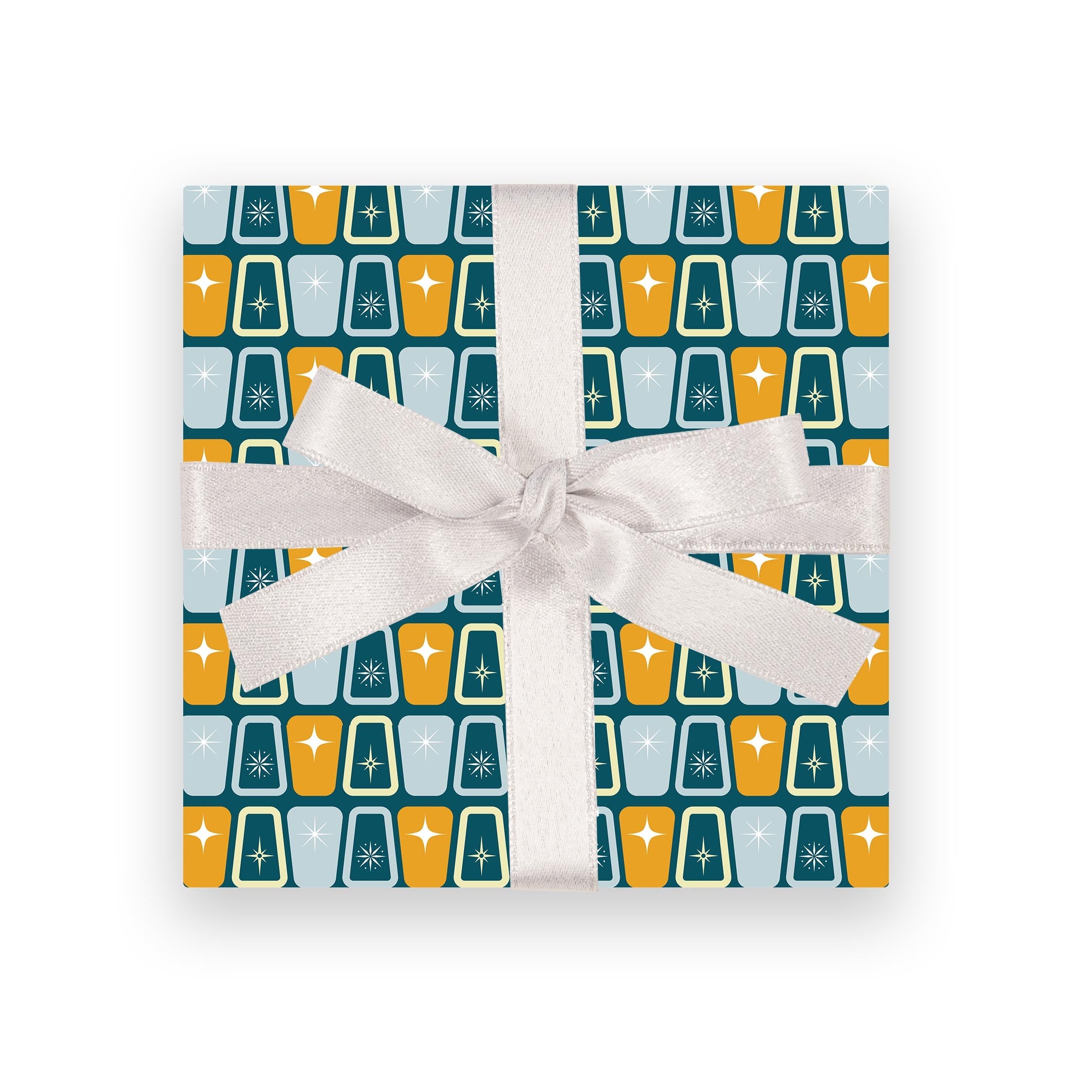 atomic blues mid century modern gift wrap