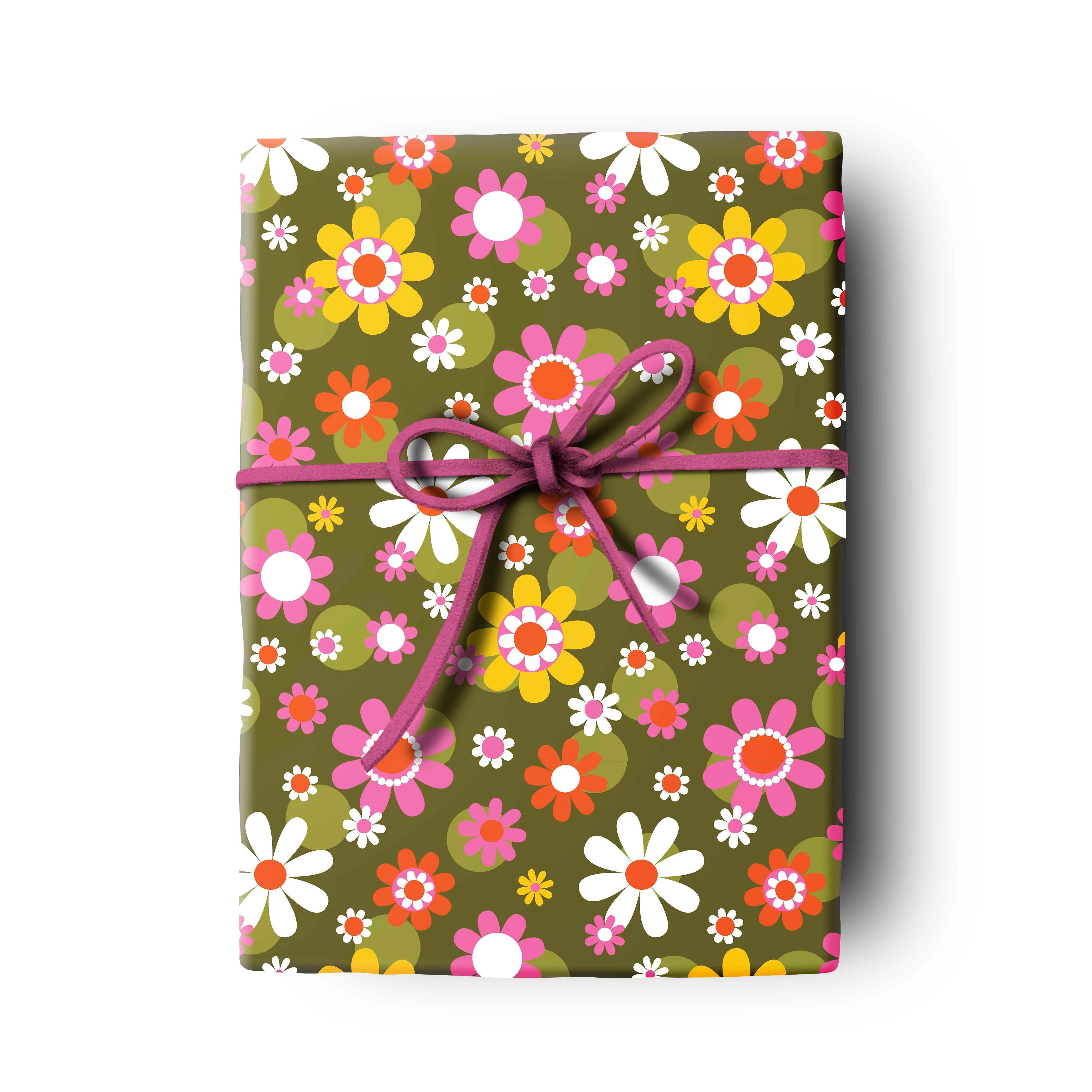 retro flower gift wrap