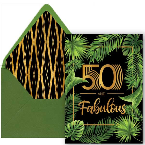 50 and Fabulous Palm Birthday Card - ModLoungePaperCompany